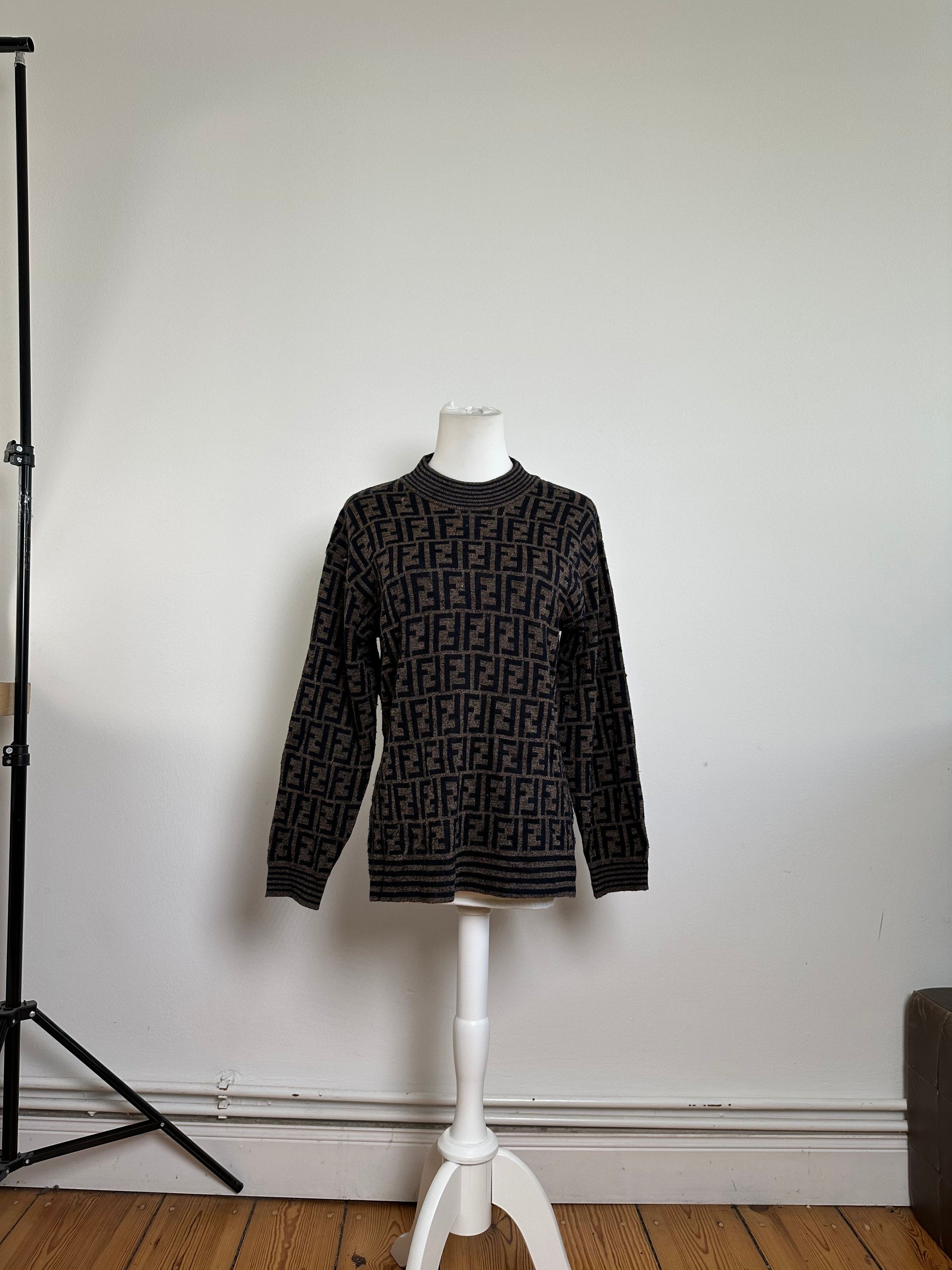 Fendi Iconic FF Monogram Knit Sweater Brown Size M / US 6-8 / IT 42-44 - 12 Thumbnail
