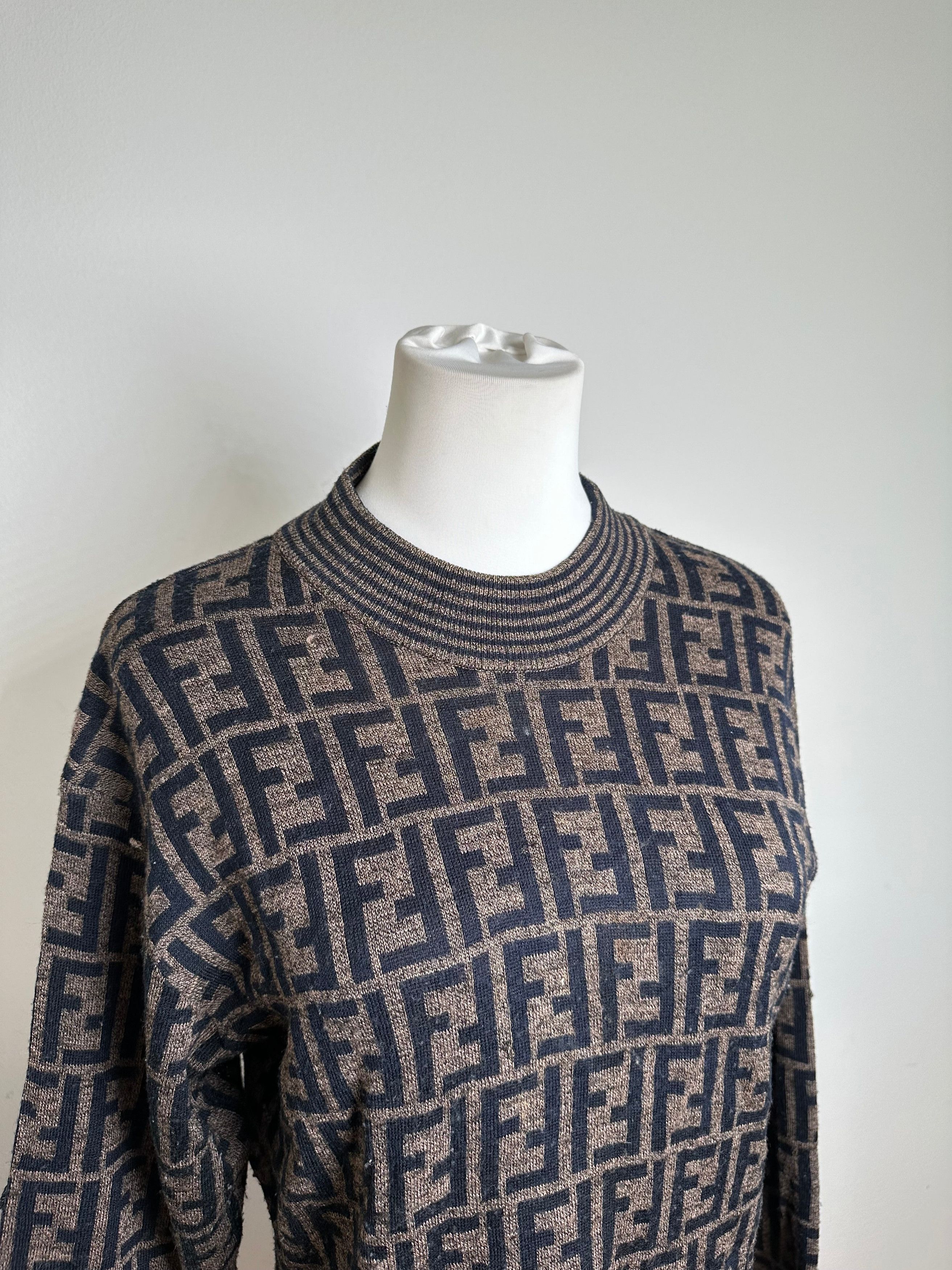 Fendi Iconic FF Monogram Knit Sweater Brown Size M / US 6-8 / IT 42-44 - 7 Thumbnail