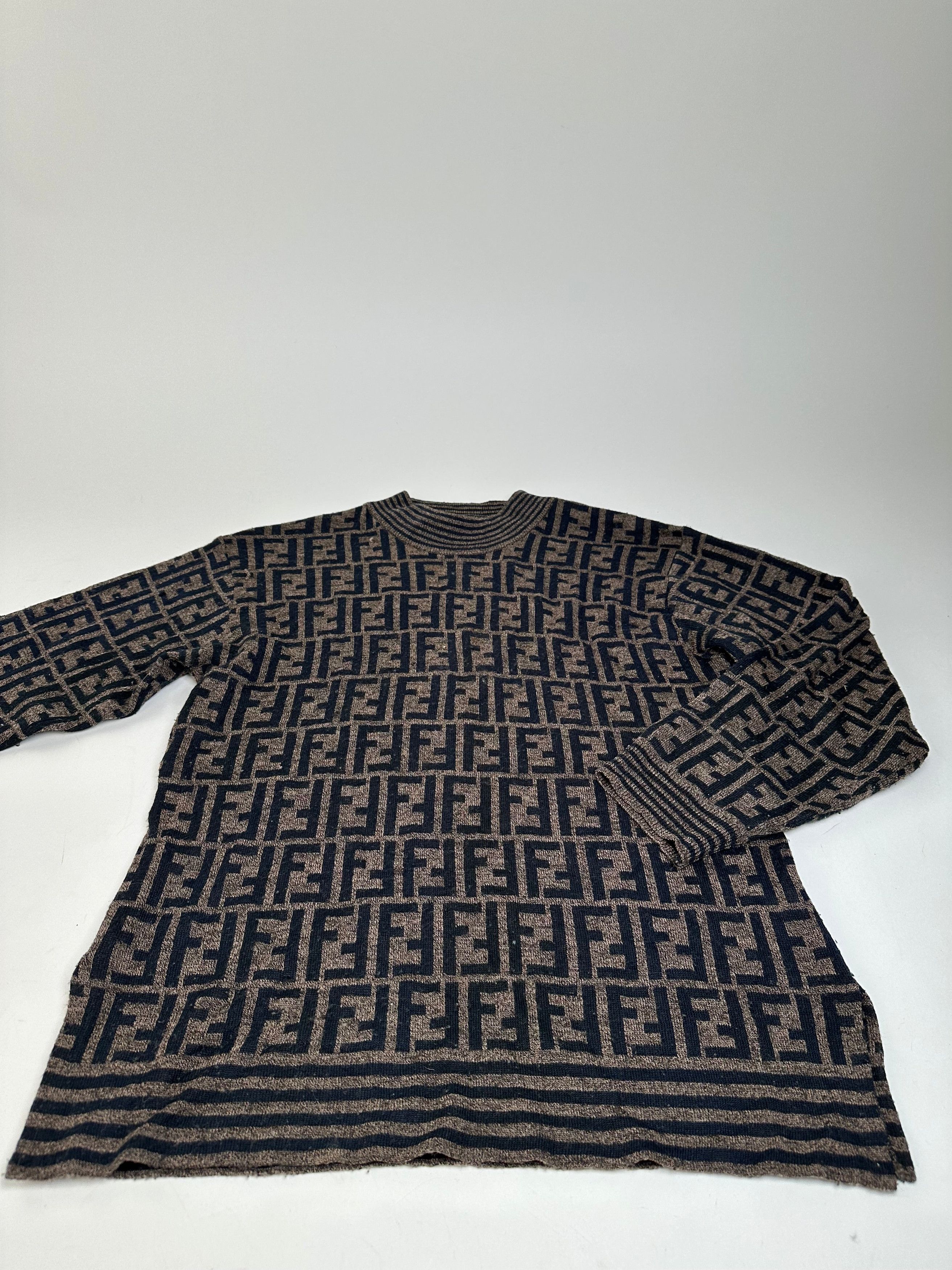 Fendi Iconic FF Monogram Knit Sweater Brown Size M / US 6-8 / IT 42-44 - 8 Thumbnail