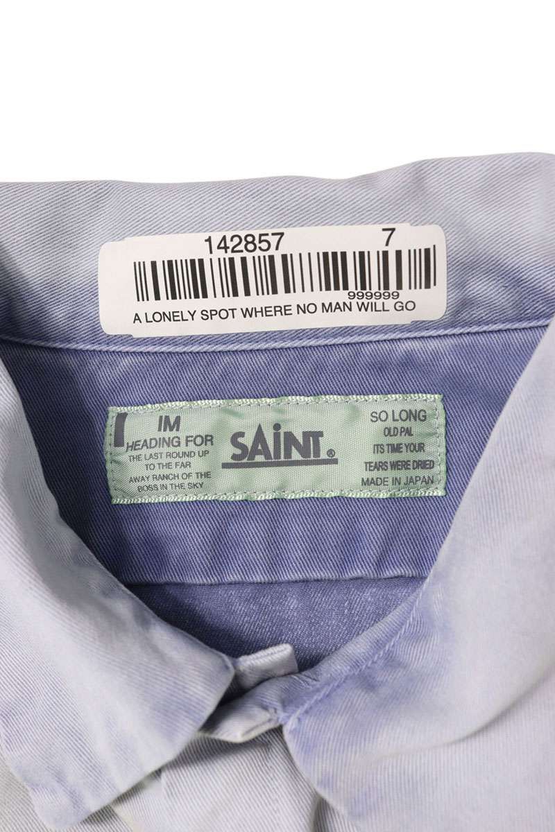 Saint Michael Saint Michael 26SS Logo Patchwork Long Sleeve Shirt Blue x Green Size L Size US L / EU 52-54 / 3 - 3 Thumbnail