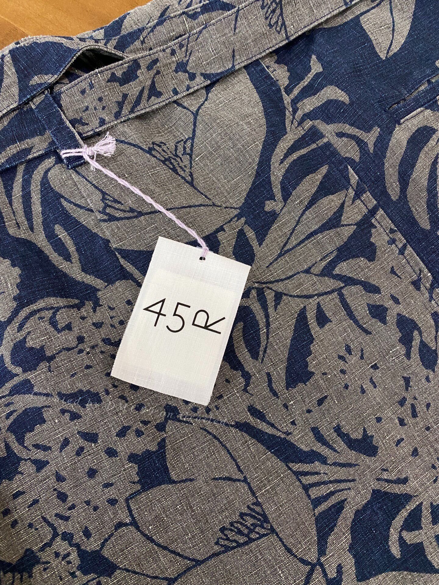 45rpm 45R 100% Linen Floral Indigo Midi Skirt Size 42" / US 20 - 5 Thumbnail