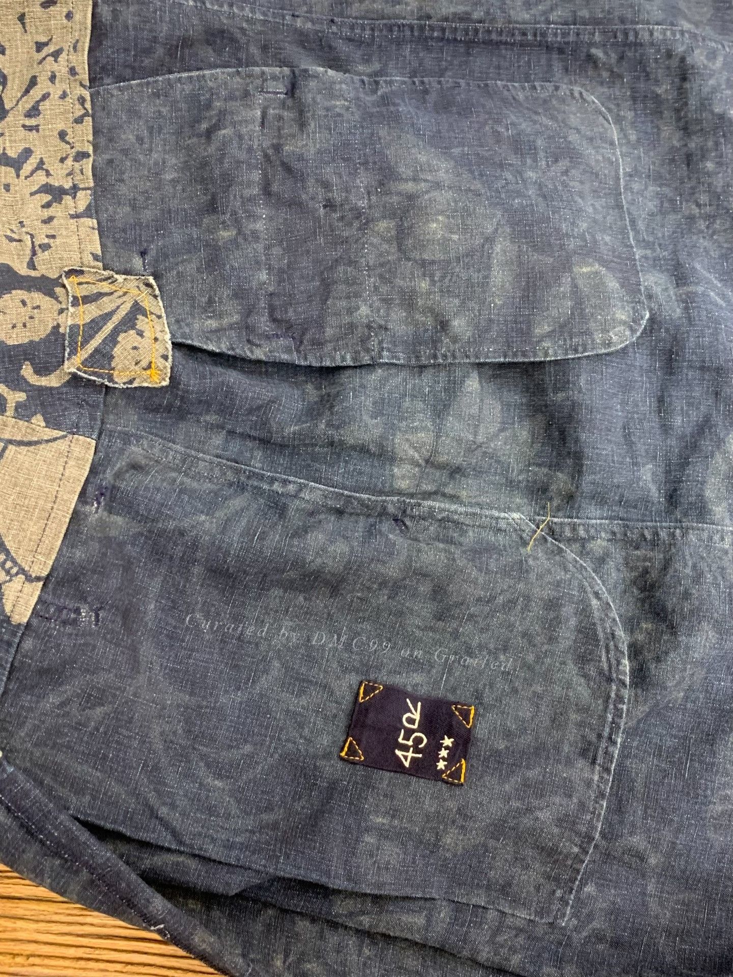 45rpm 45R 100% Linen Floral Indigo Midi Skirt Size 42" / US 20 - 7 Thumbnail