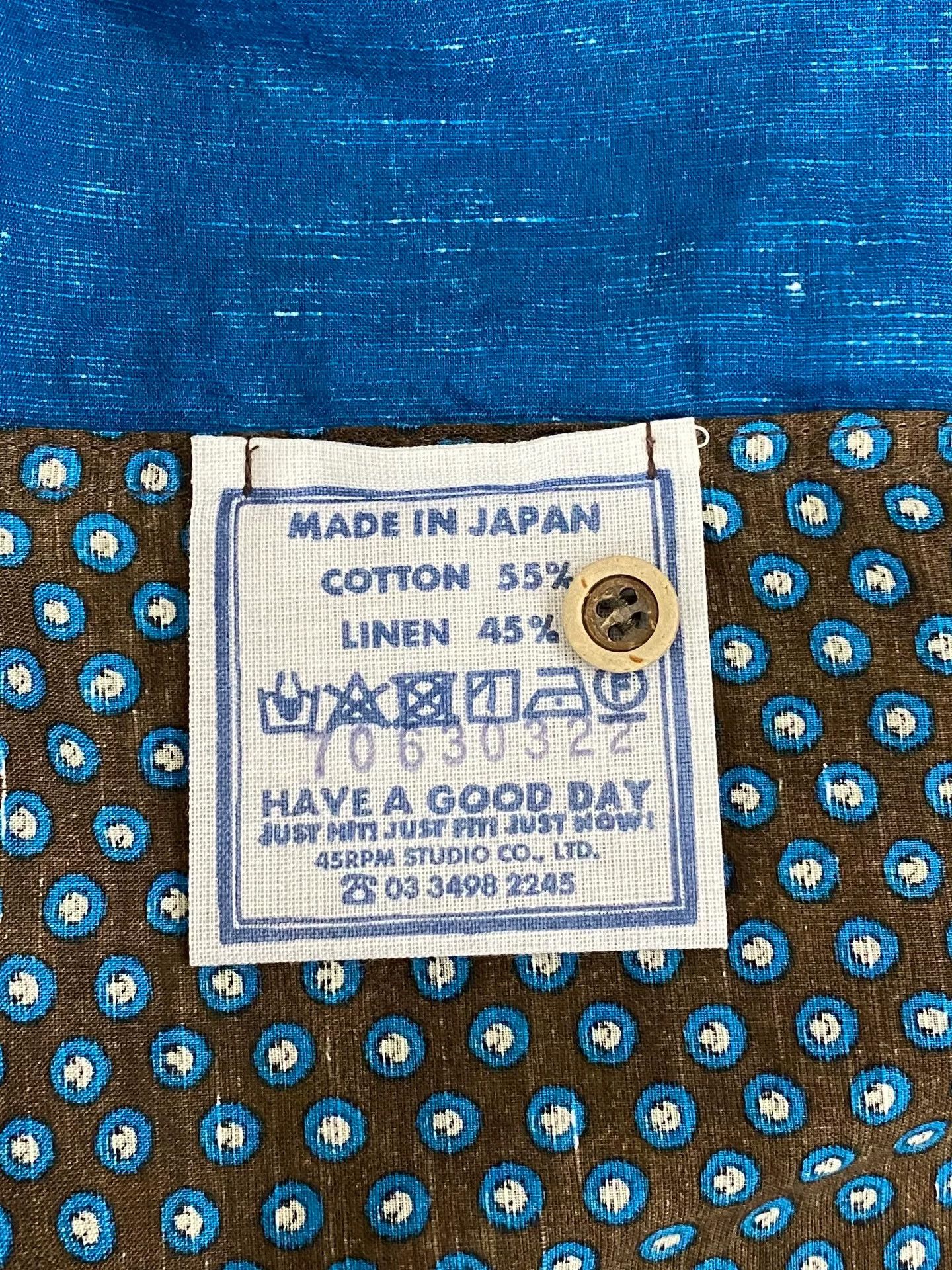 45rpm 45R Japanese Indigo Print Top Size US M / EU 48-50 / 2 - 5 Thumbnail