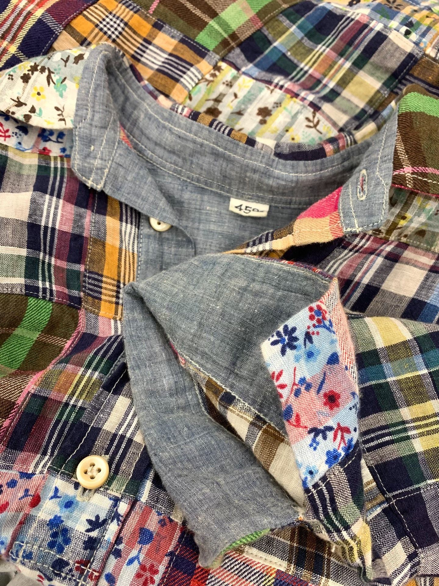 45rpm 45R Linen Patchwork Unisex Shirt Size M / US 6-8 / IT 42-44 - 4 Thumbnail