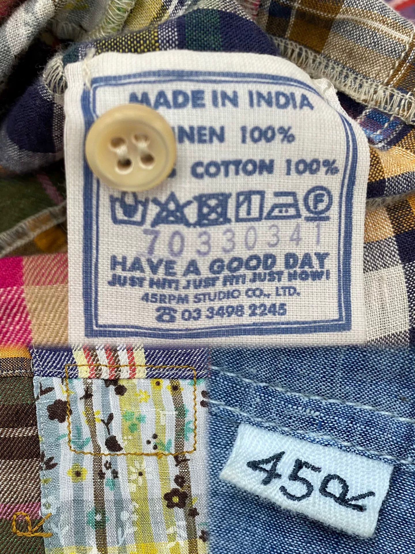45rpm 45R Linen Patchwork Unisex Shirt Size M / US 6-8 / IT 42-44 - 5 Thumbnail