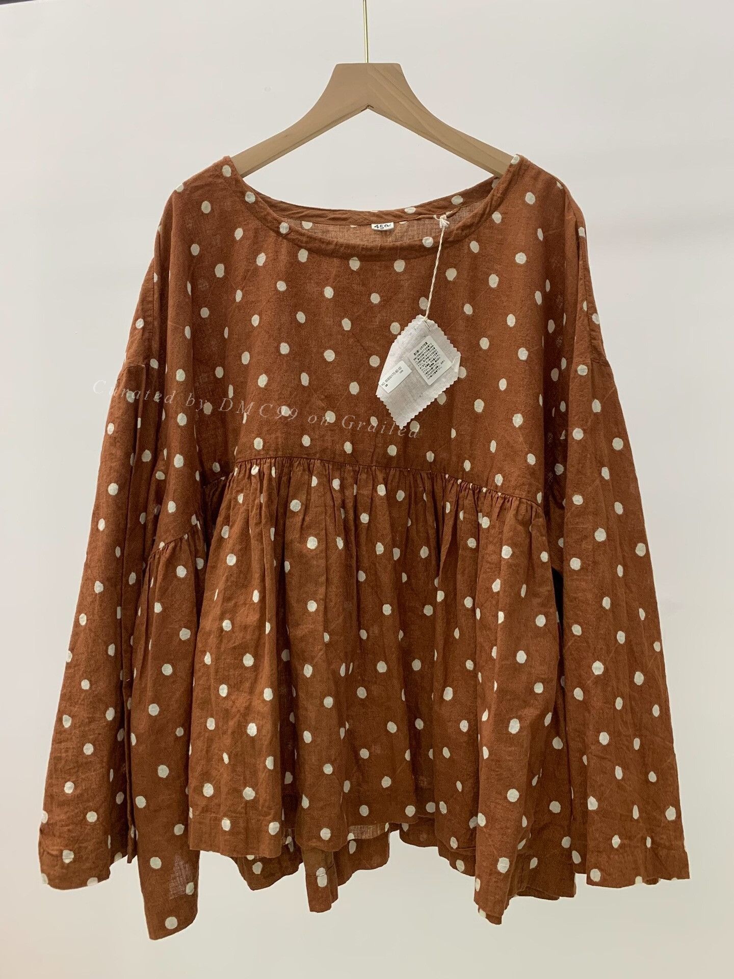45rpm 45R One One Brown Polka Dot Doll Shirt Size M / US 6-8 / IT 42-44 - 2 Thumbnail