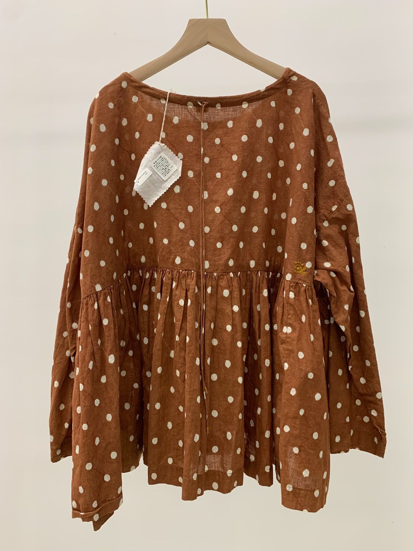 45rpm 45R One One Brown Polka Dot Doll Shirt Size M / US 6-8 / IT 42-44 - 3 Thumbnail