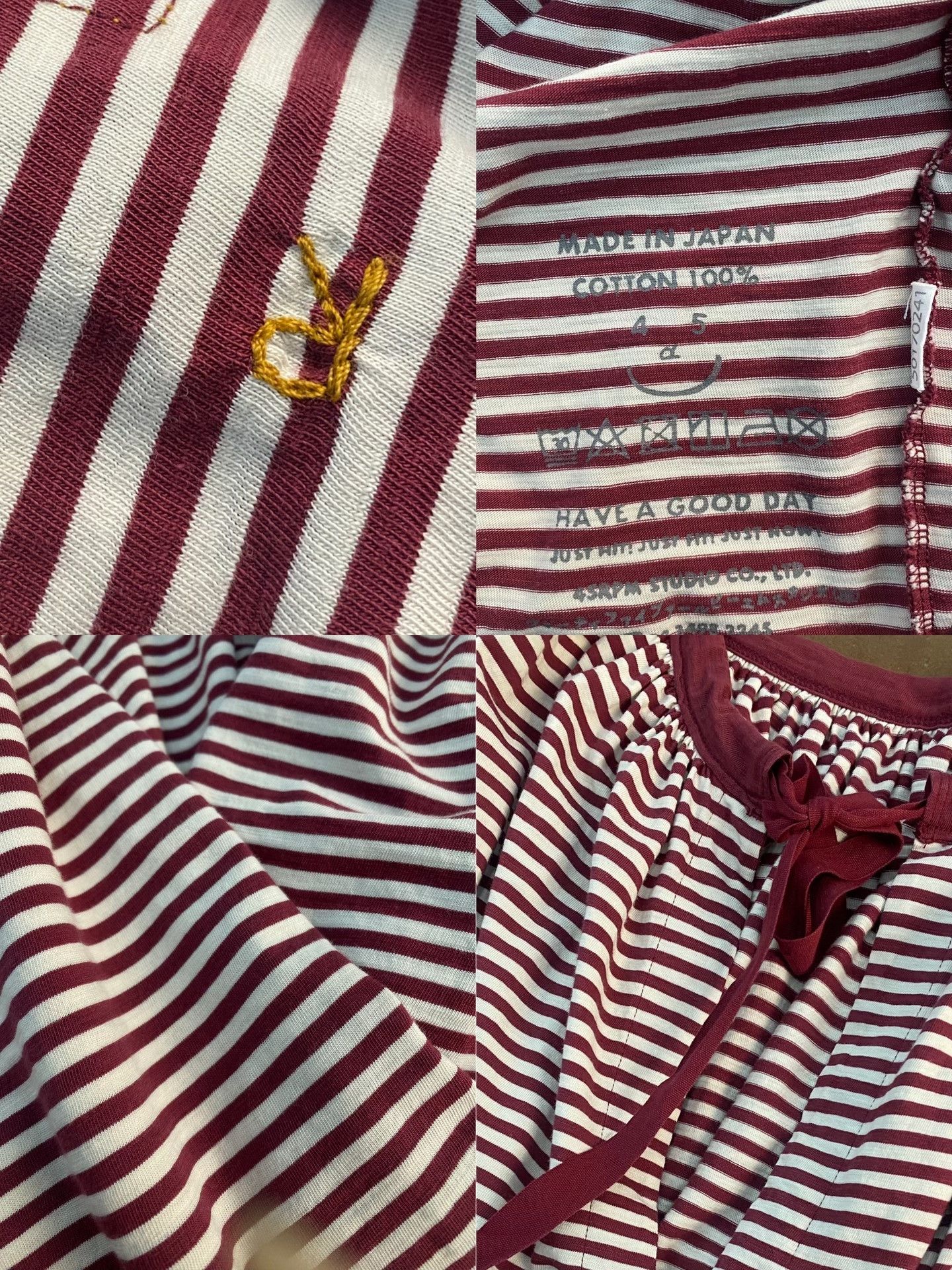 45rpm 45R Red Stripe Tie-Front Baby Doll Top Size M / US 6-8 / IT 42-44 - 6 Thumbnail