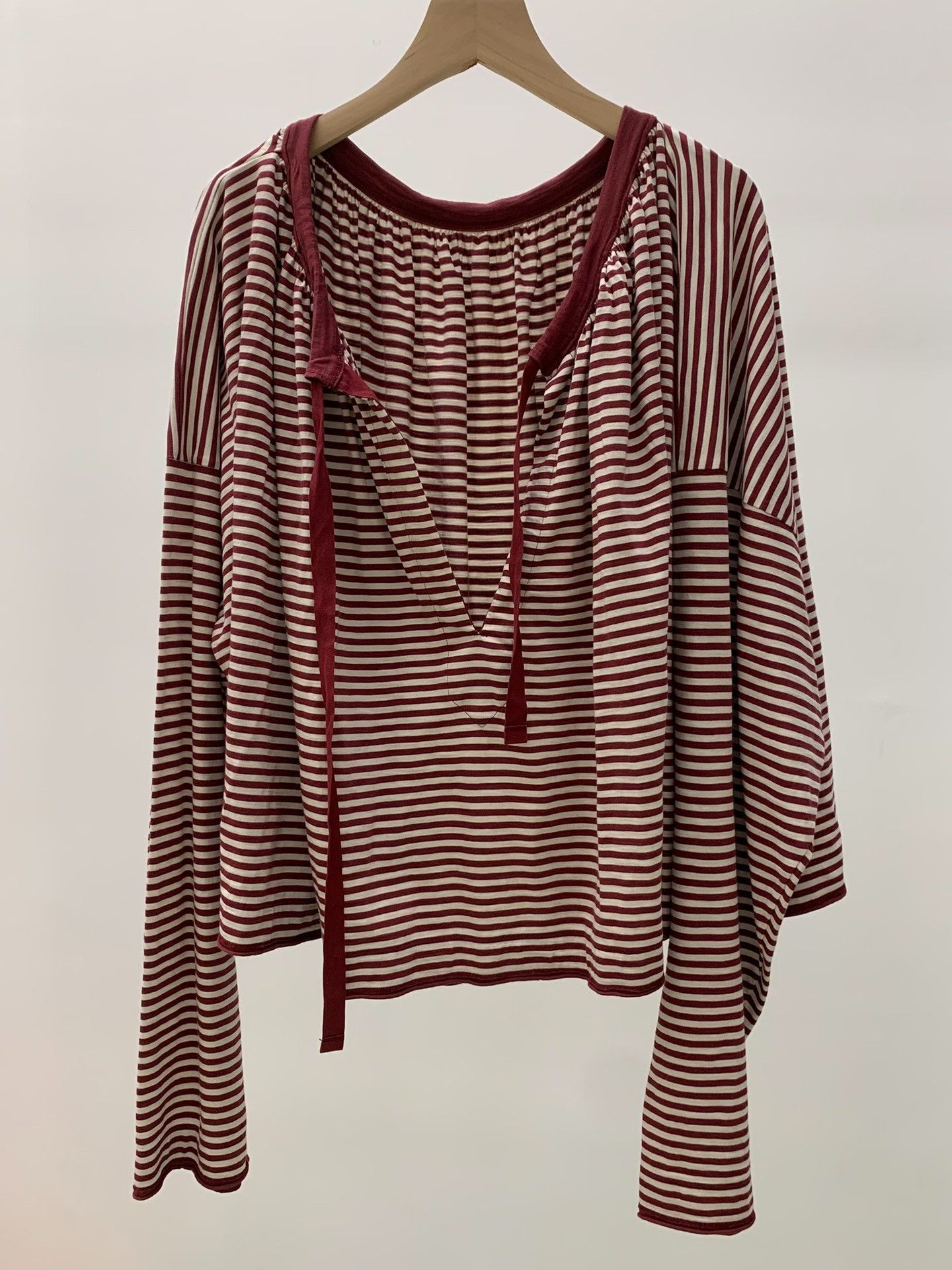 45rpm 45R Red Stripe Tie-Front Baby Doll Top Size M / US 6-8 / IT 42-44 - 4 Thumbnail