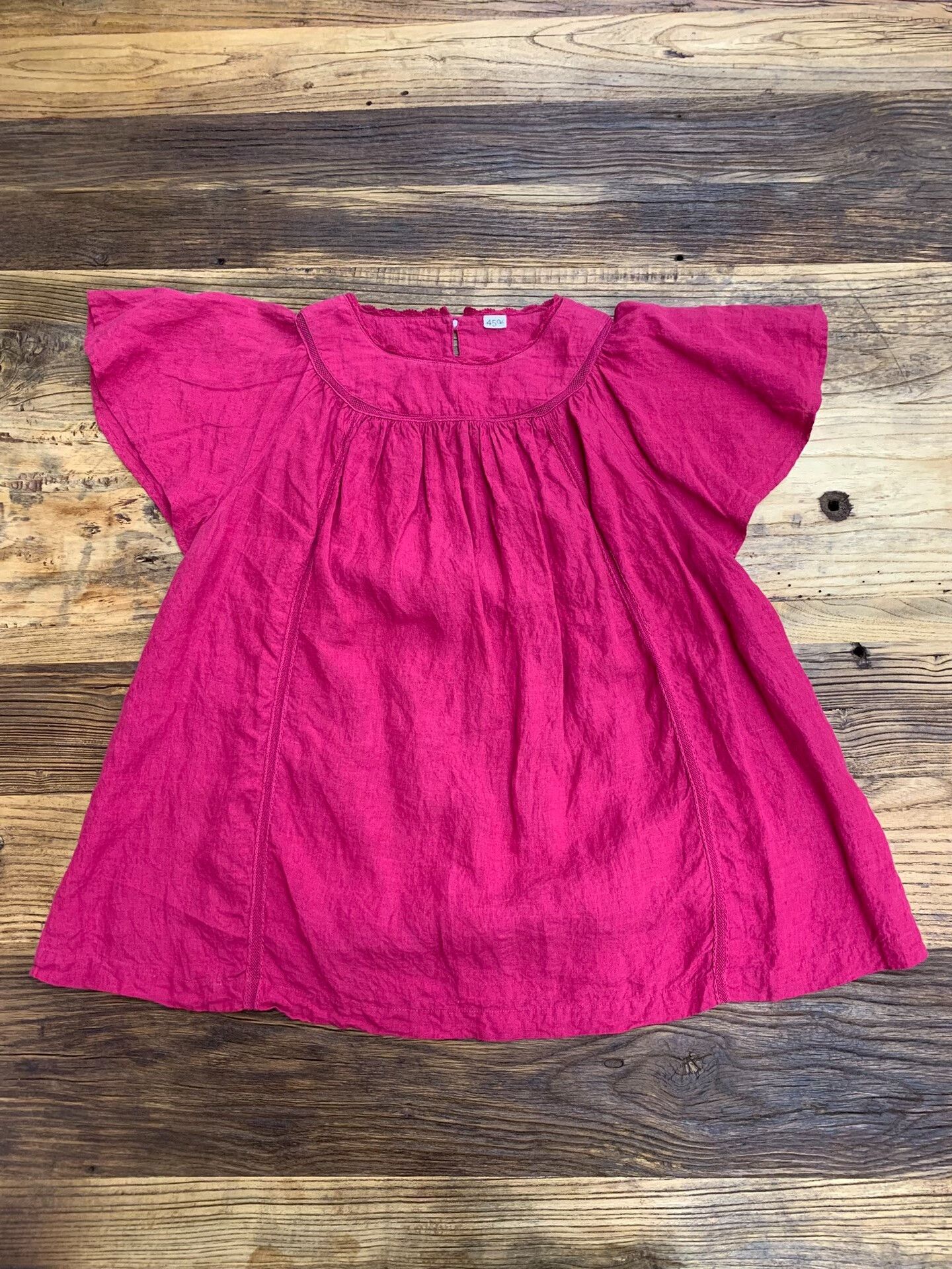 45rpm 45R 100% Linen Pink Short Sleeve Babydoll Top Size L / US 10 / IT 46 - 5 Thumbnail