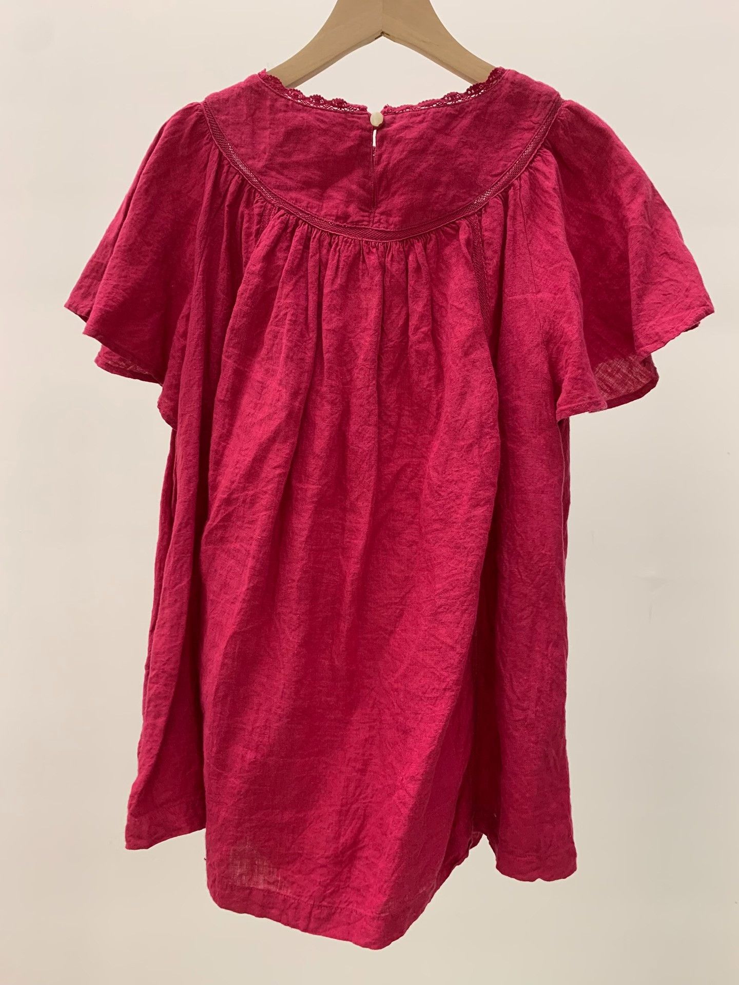 45rpm 45R 100% Linen Pink Short Sleeve Babydoll Top Size L / US 10 / IT 46 - 4 Thumbnail