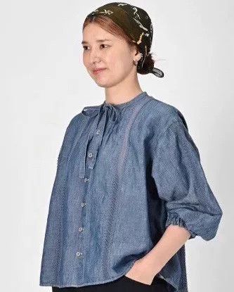 45rpm 45R Indigo Cotton-Linen Lace Shirt Size M / US 6-8 / IT 42-44 - 2 Thumbnail