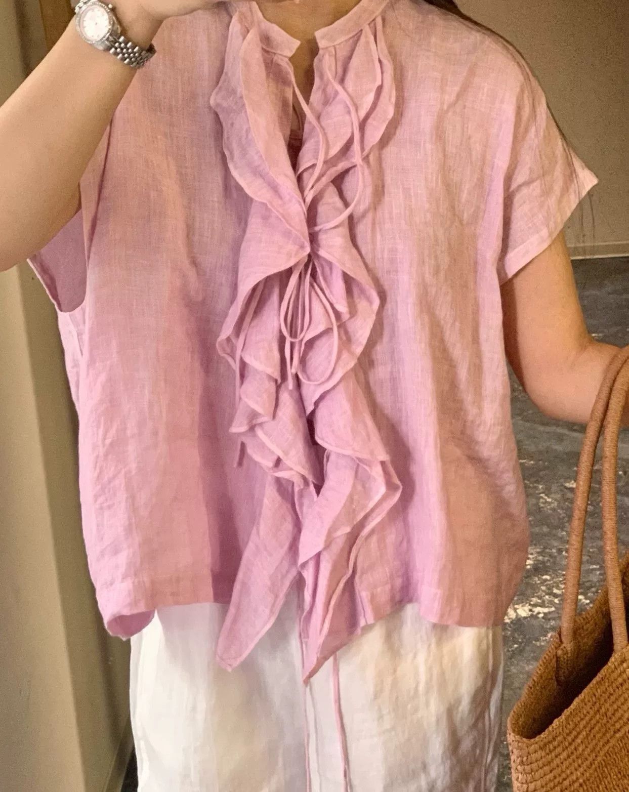 45rpm 45R Linen Ruffled Sleeveless Top Size M / US 6-8 / IT 42-44 - 9 Thumbnail