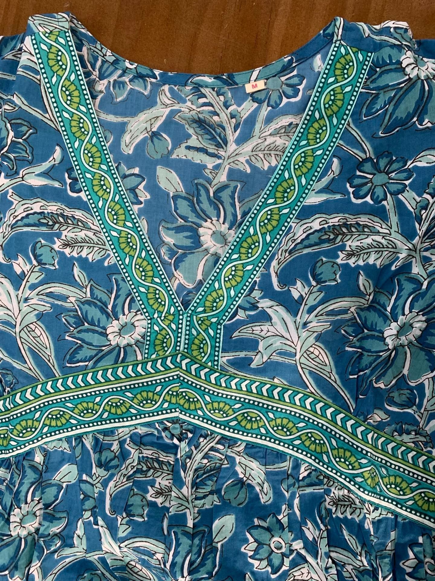 Other Indian Cotton Hand Block Print Green Dress Size M / US 6-8 / IT 42-44 - 6 Thumbnail