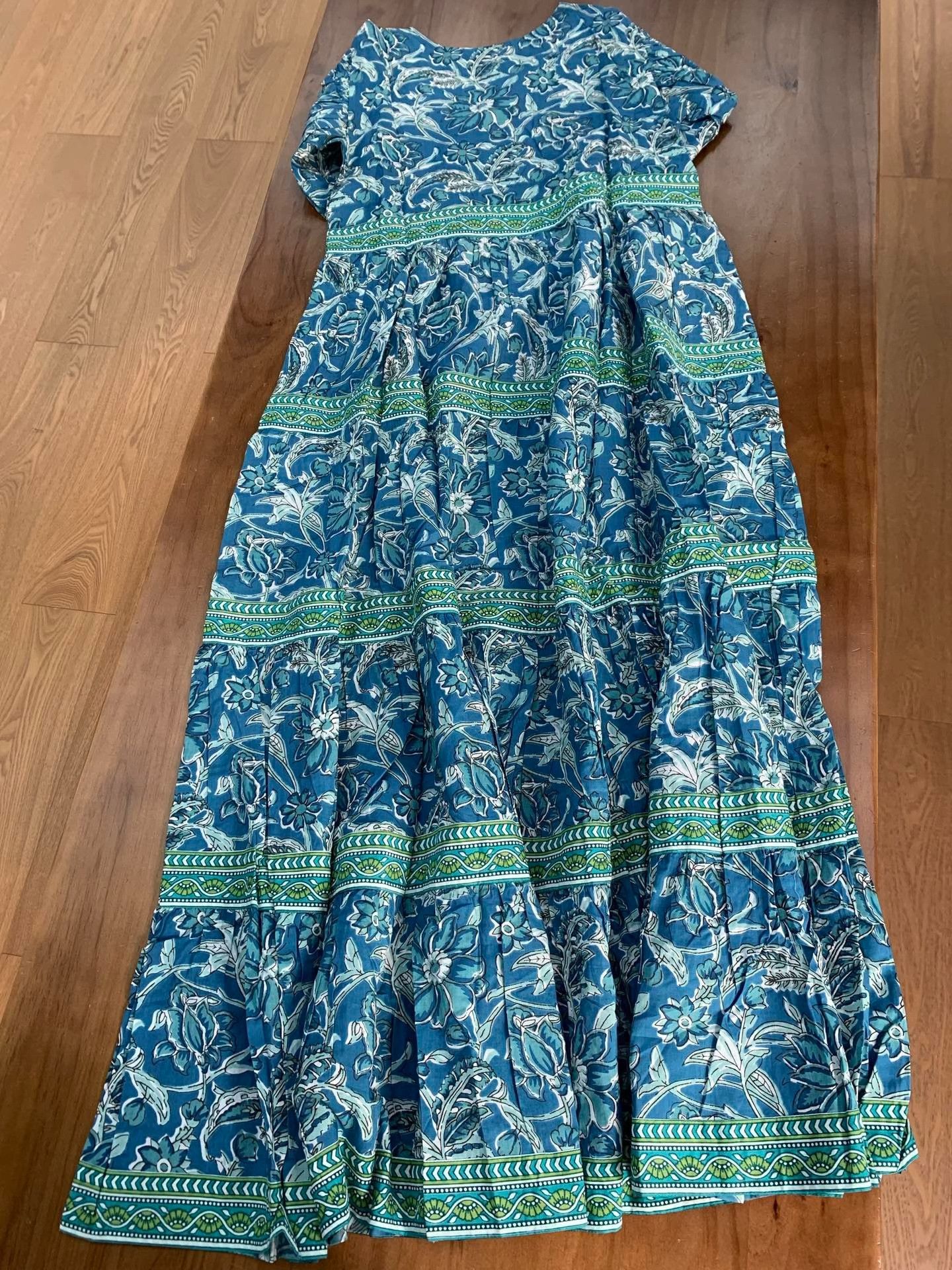 Other Indian Cotton Hand Block Print Green Dress Size M / US 6-8 / IT 42-44 - 3 Thumbnail
