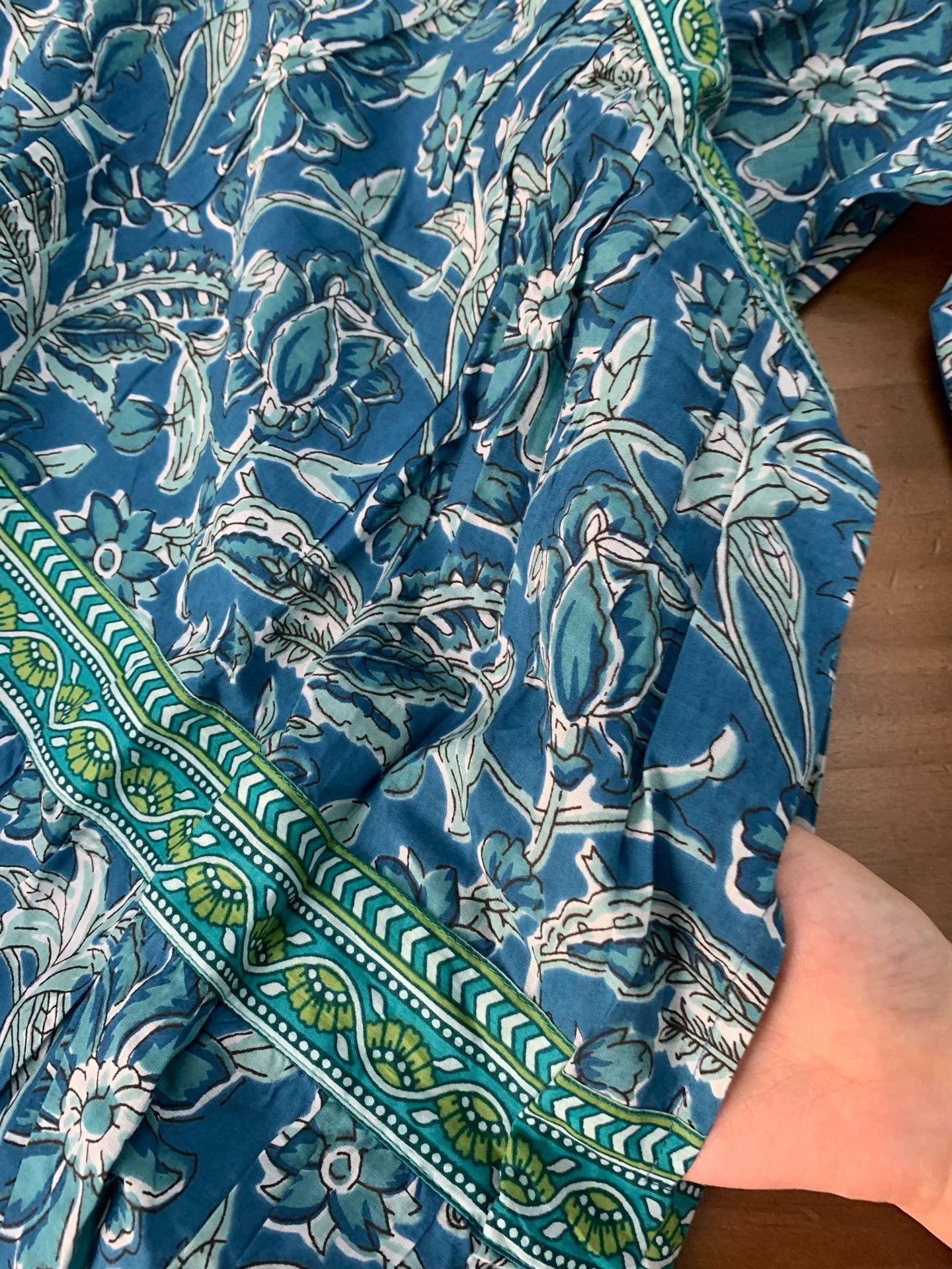 Other Indian Cotton Hand Block Print Green Dress Size M / US 6-8 / IT 42-44 - 8 Thumbnail