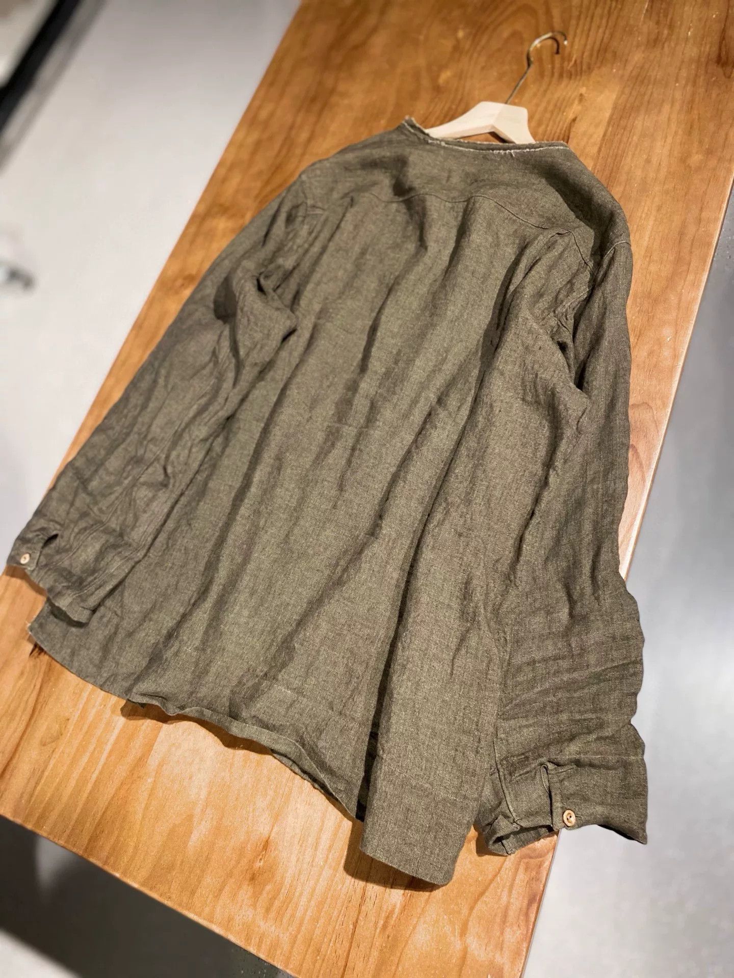 KAVU Kaval Brown Linen Collarless Cardigan Size US L / EU 52-54 / 3 - 3 Thumbnail