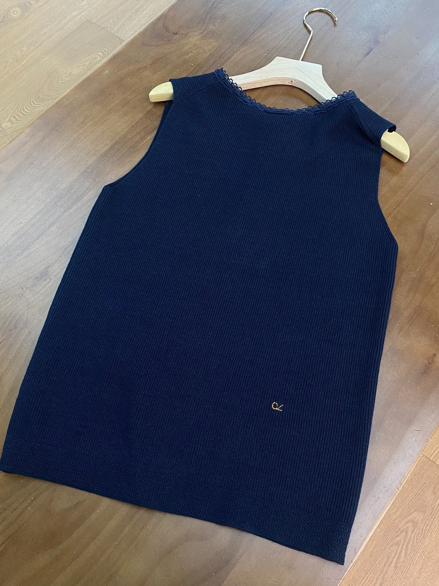 45rpm 45R Indigo Dyed Lace Collar Sleeveless Vest Size L / US 10 / IT 46 - 4 Thumbnail