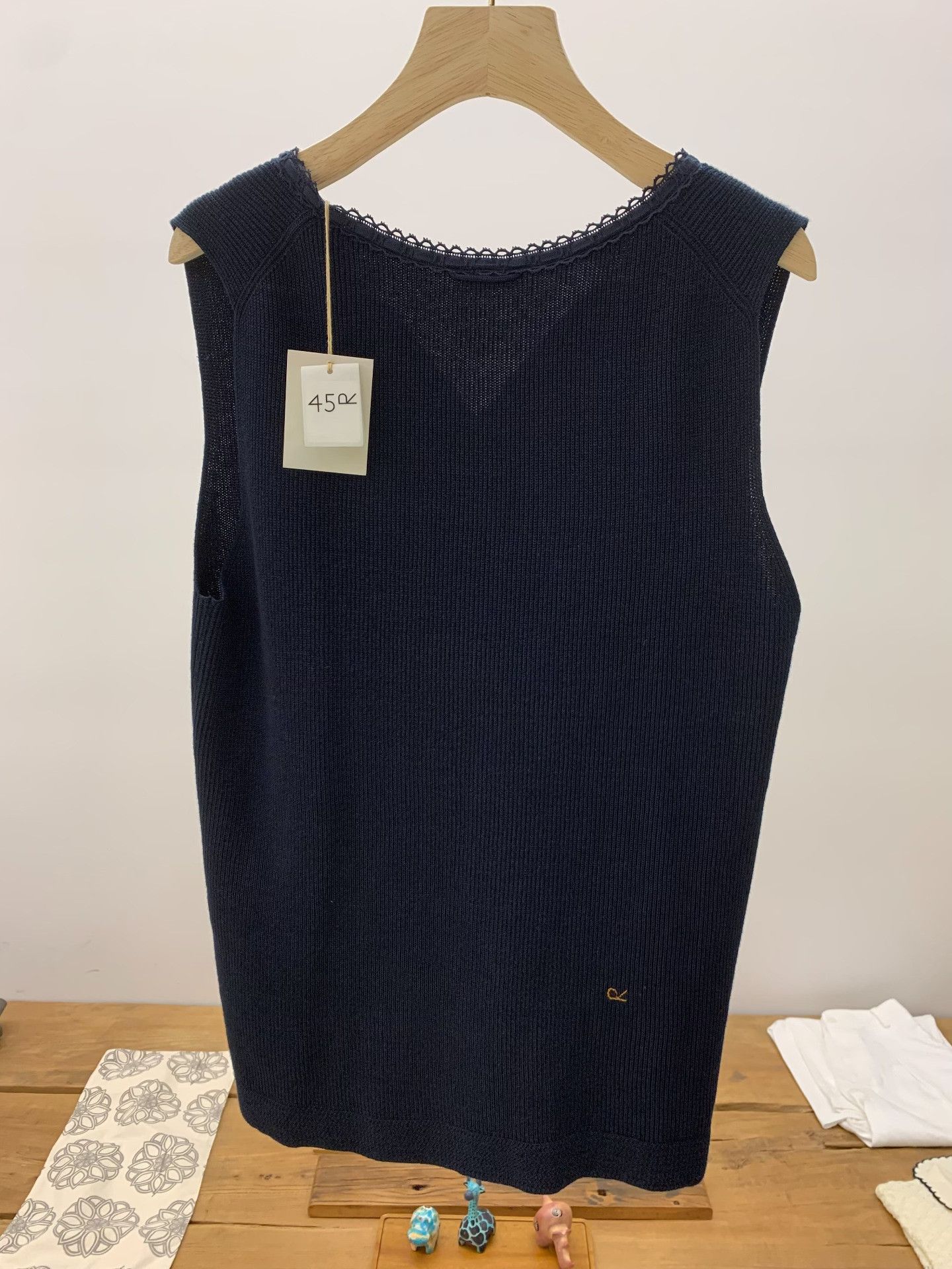 45rpm 45R Indigo Dyed Lace Collar Sleeveless Vest Size L / US 10 / IT 46 - 9 Thumbnail