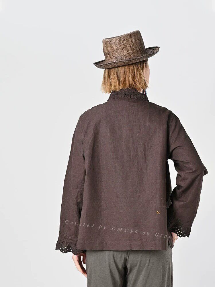 45rpm 45R Cotton-Linen Hollow-Out Pleated Shirt Coat Size L / US 10 / IT 46 - 8 Thumbnail
