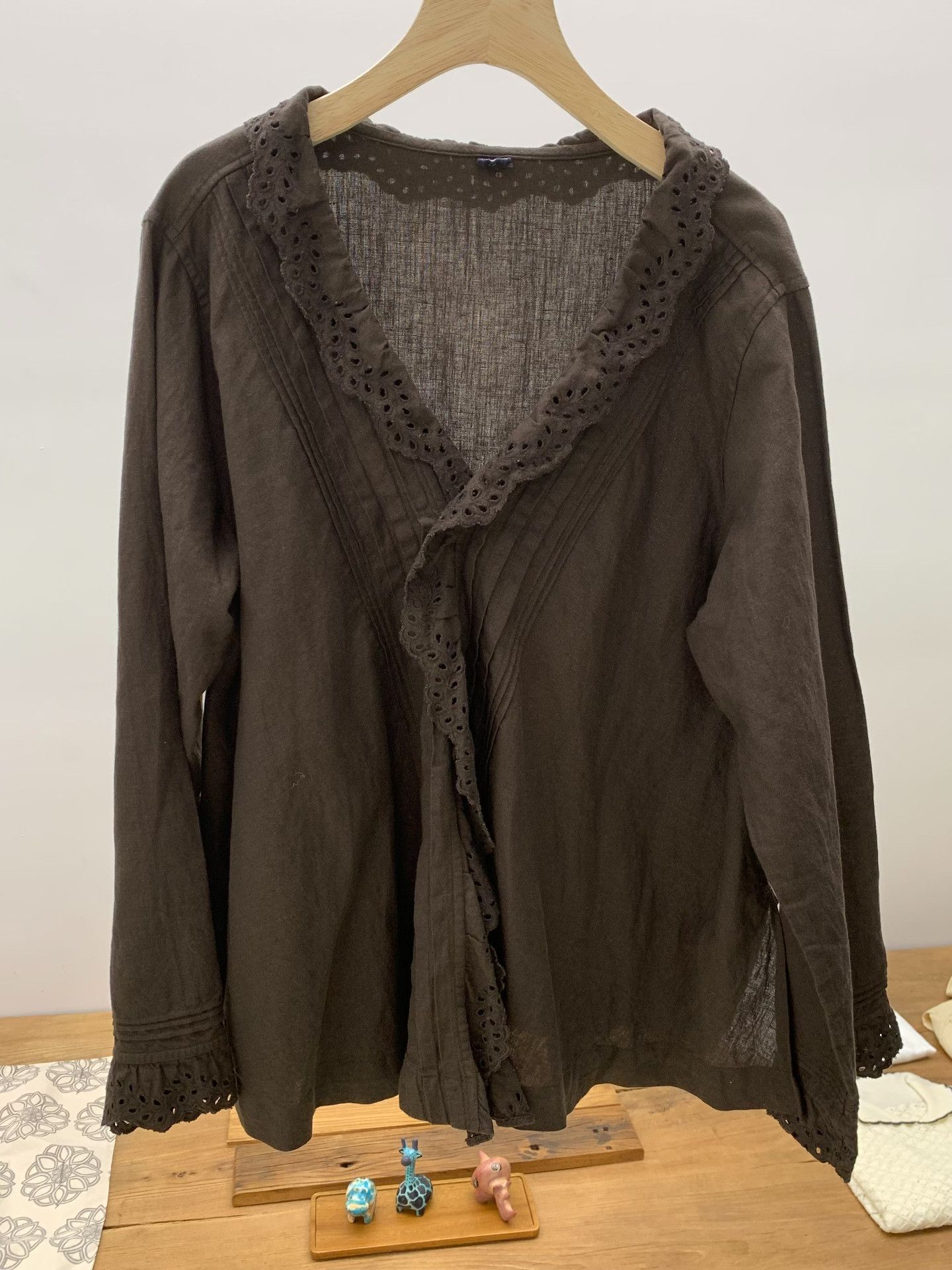 45rpm 45R Cotton-Linen Hollow-Out Pleated Shirt Coat Size L / US 10 / IT 46 - 2 Thumbnail