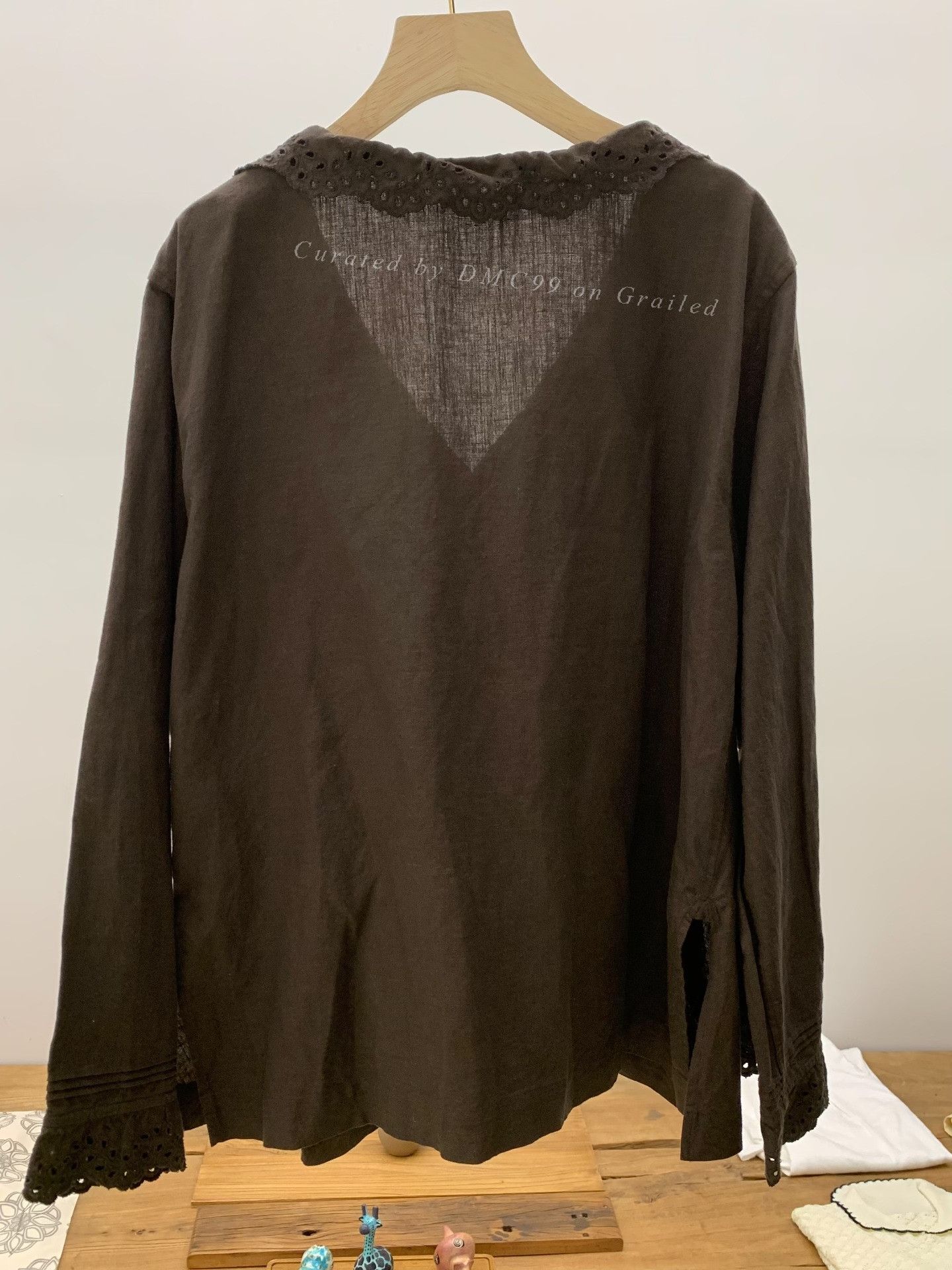 45rpm 45R Cotton-Linen Hollow-Out Pleated Shirt Coat Size L / US 10 / IT 46 - 3 Thumbnail