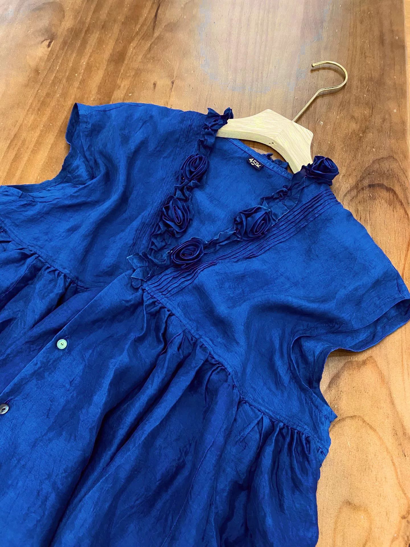 45rpm 45R Indigo Silk Sleeveless Top Size M / US 6-8 / IT 42-44 - 5 Thumbnail