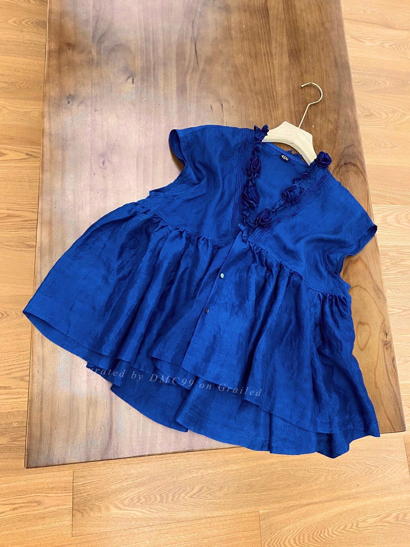 45rpm 45R Indigo Silk Sleeveless Top Size M / US 6-8 / IT 42-44 - 3 Thumbnail