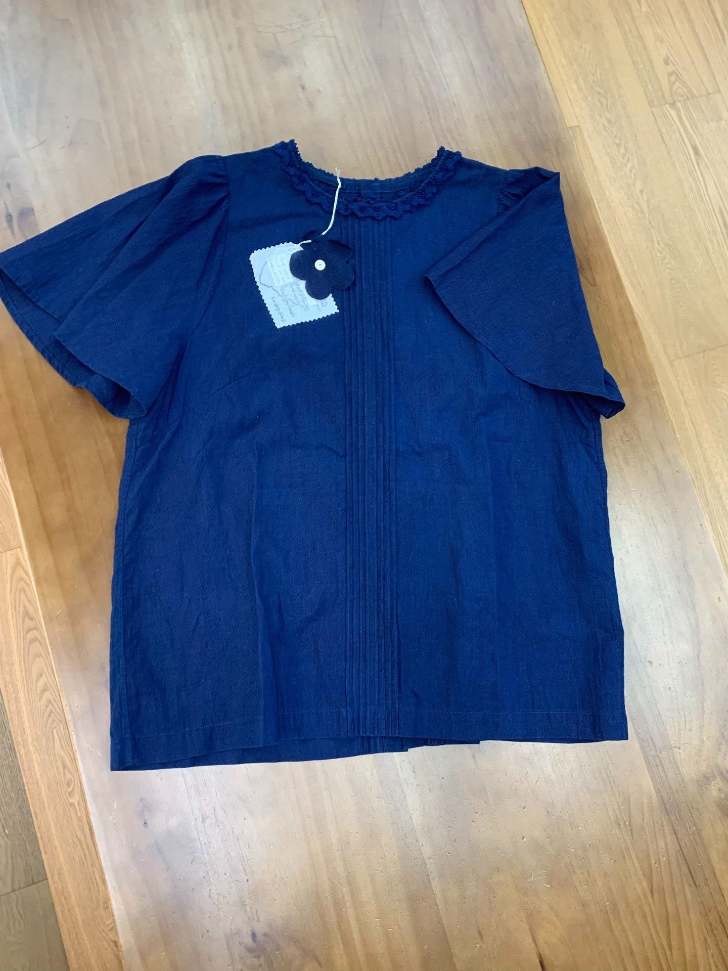 45rpm 45R Blue Dyed Cotton Textured Shirt Size XL / US 12-14 / IT 48-50 - 2 Thumbnail