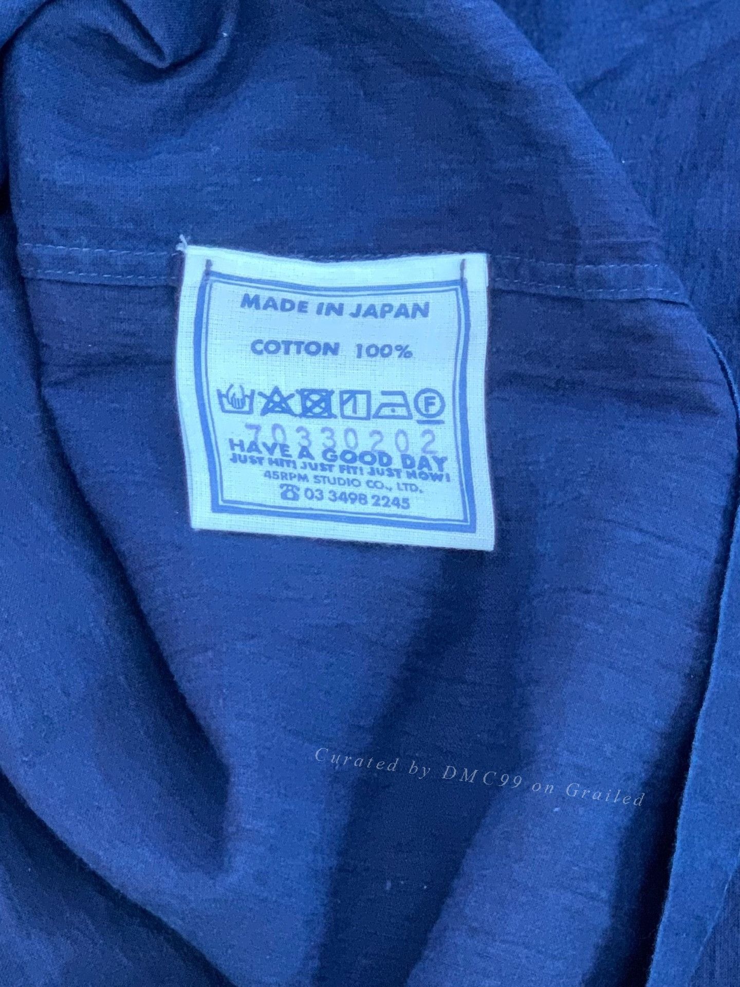 45rpm 45R Blue Dyed Cotton Textured Shirt Size XL / US 12-14 / IT 48-50 - 5 Thumbnail