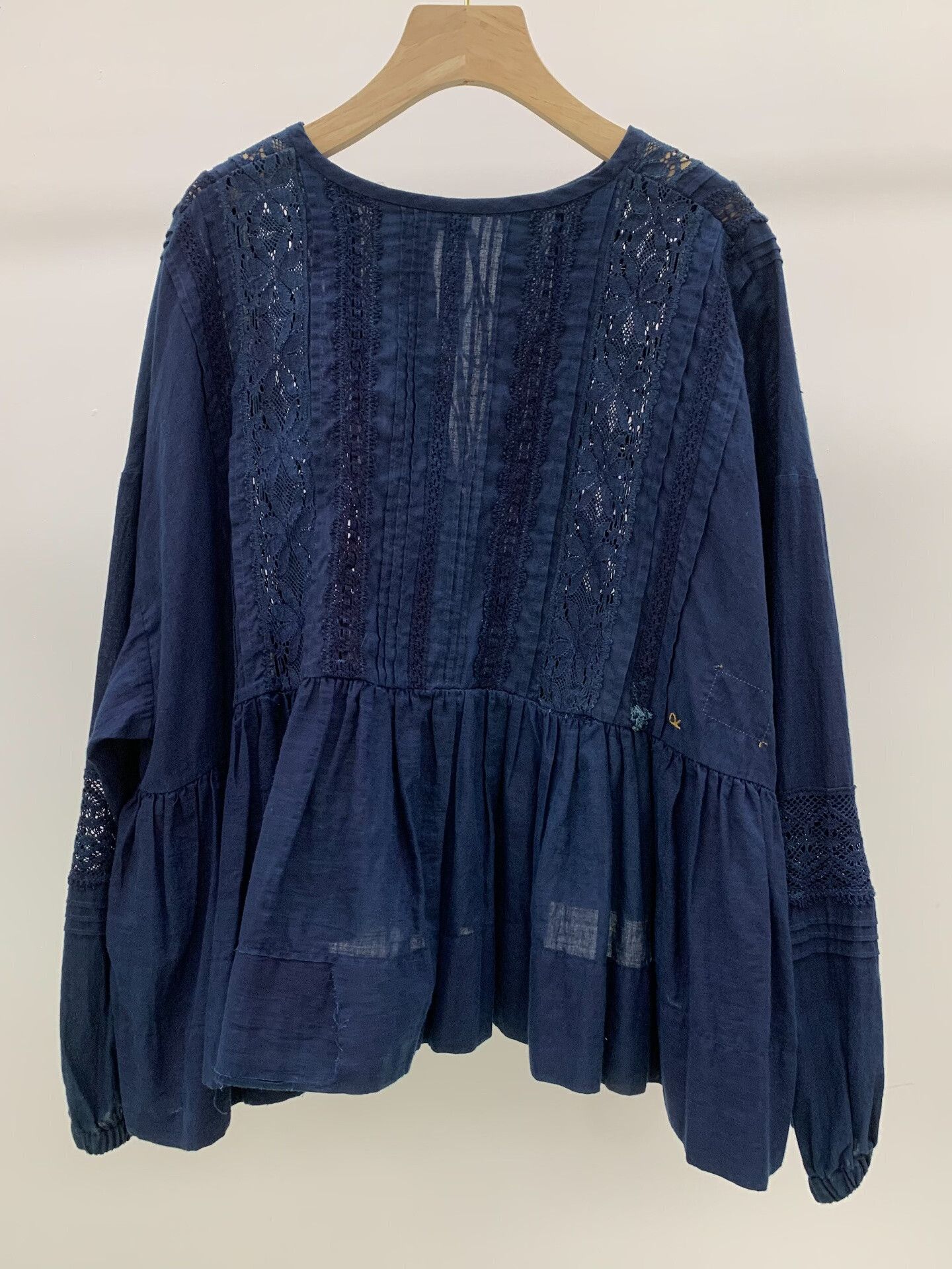 45rpm 45R Indigo Lace Tie Blouse Size M / US 6-8 / IT 42-44 - 2 Thumbnail