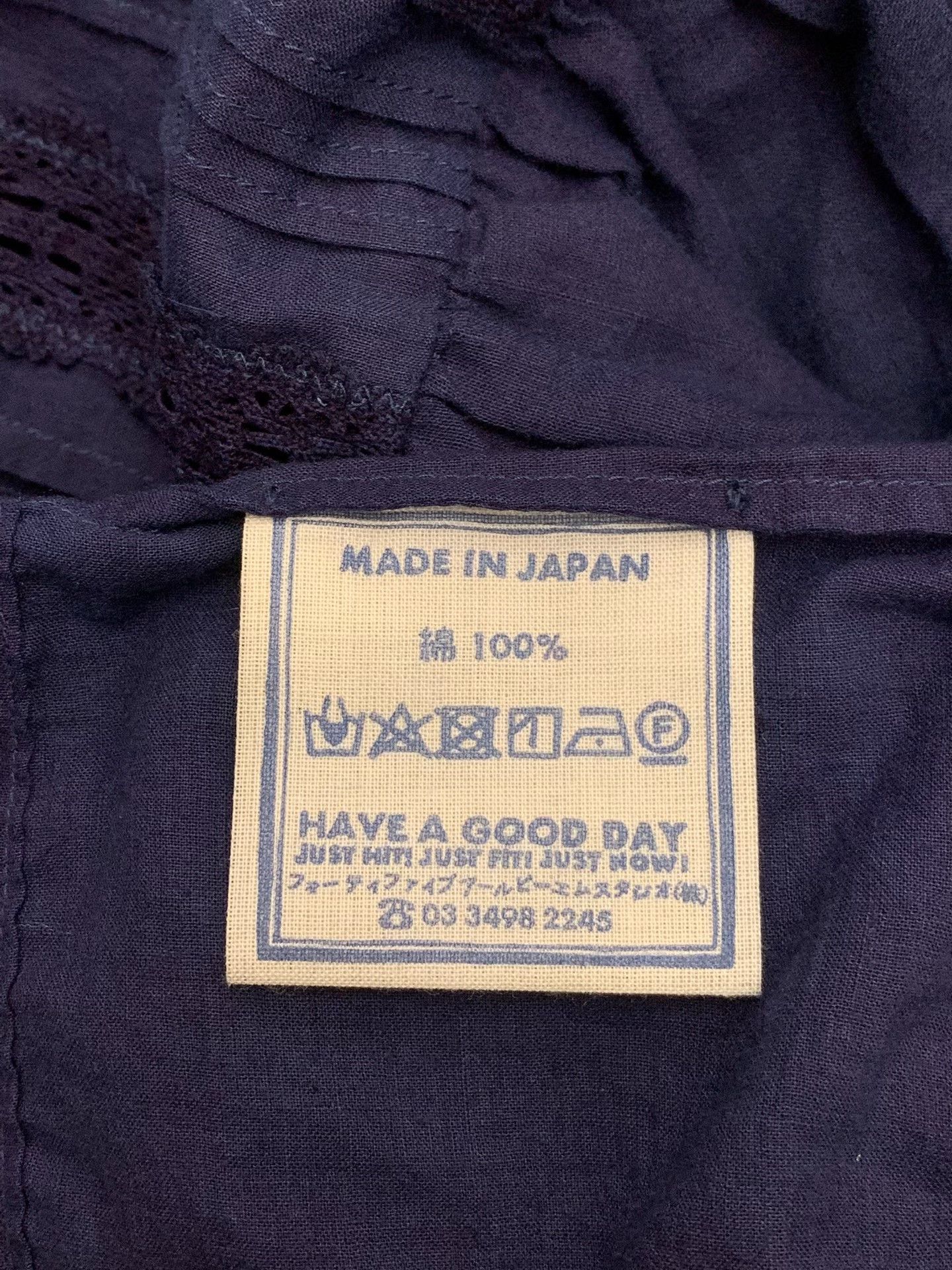 45rpm 45R Indigo Lace Tie Blouse Size M / US 6-8 / IT 42-44 - 7 Thumbnail