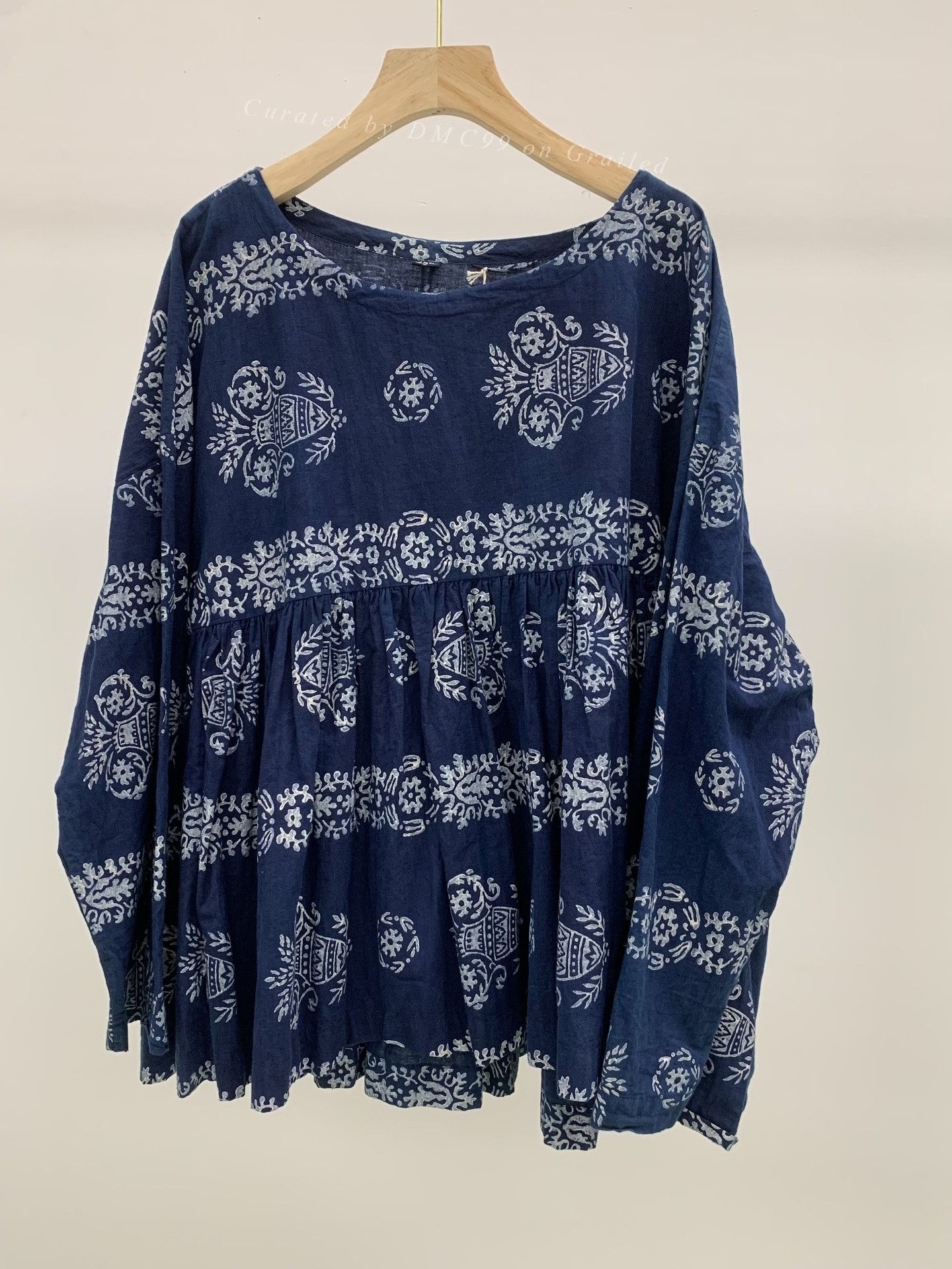 45rpm 45R Indigo Print Crewneck Babydoll Top Size M / US 6-8 / IT 42-44 - 2 Thumbnail