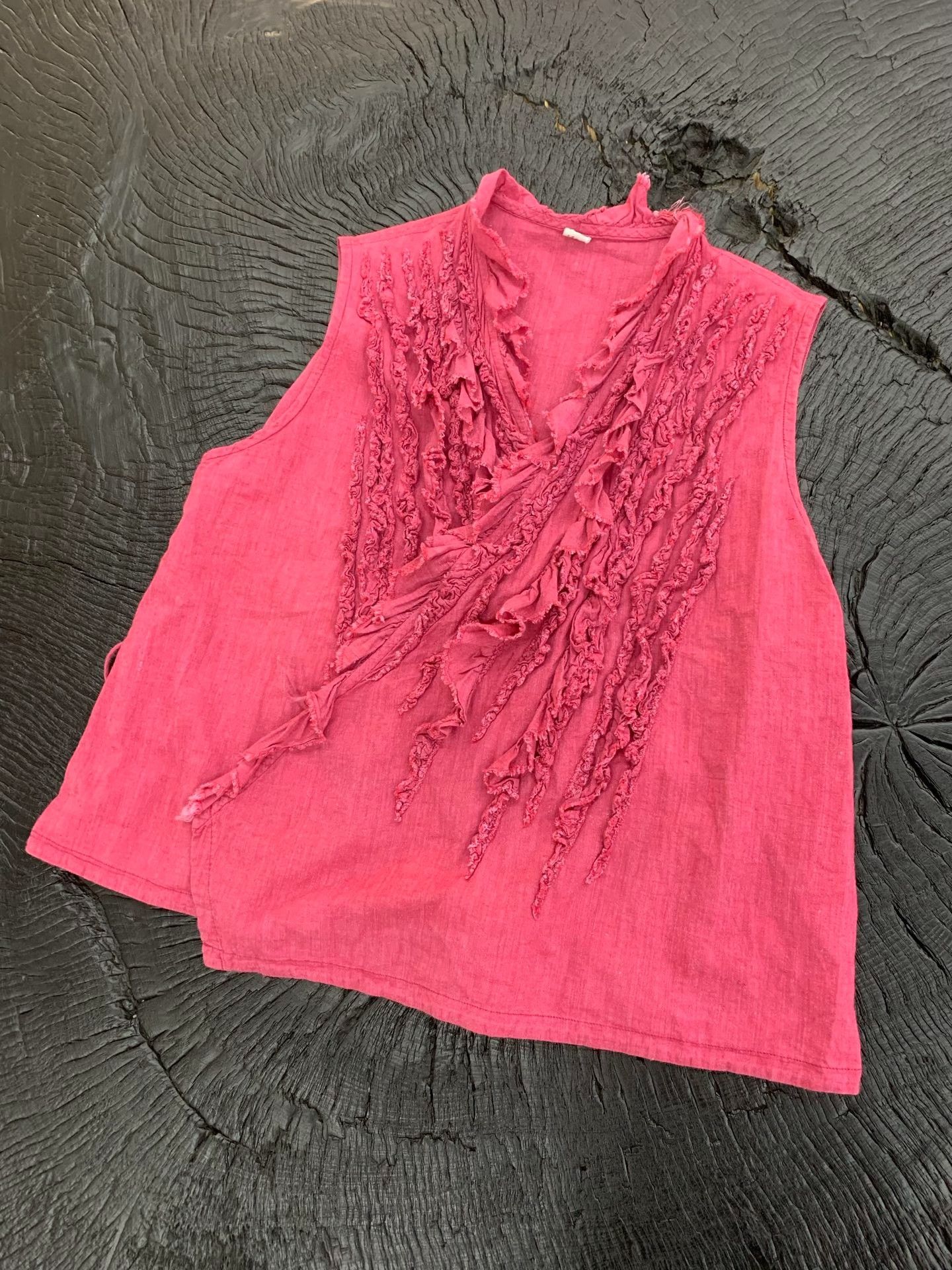 45rpm 45R Rose Red Ruffled Sleeveless Top Size M / US 6-8 / IT 42-44 - 3 Thumbnail