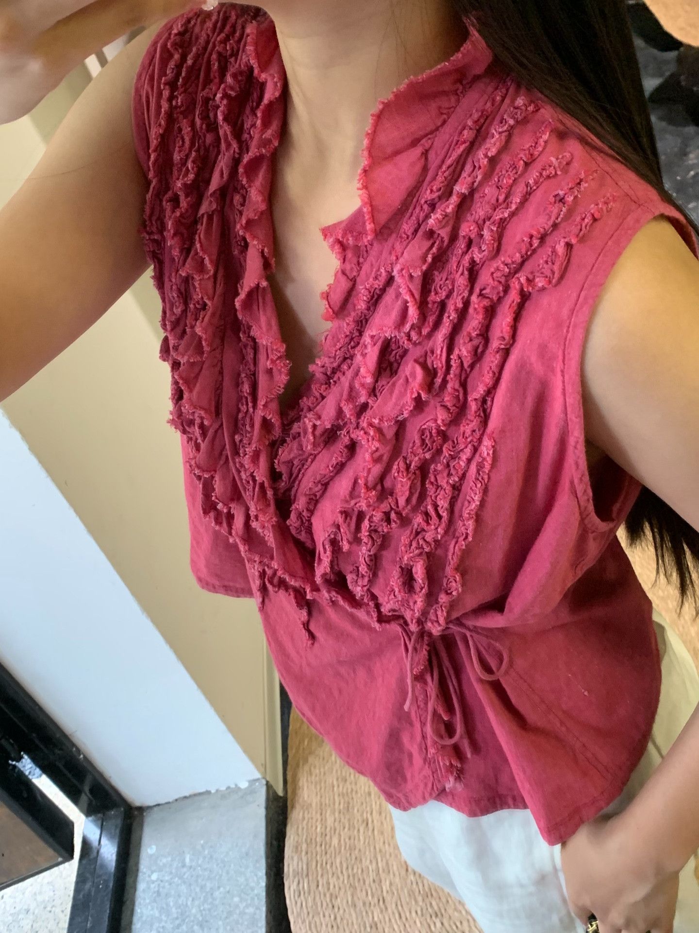 45rpm 45R Rose Red Ruffled Sleeveless Top Size M / US 6-8 / IT 42-44 - 8 Thumbnail