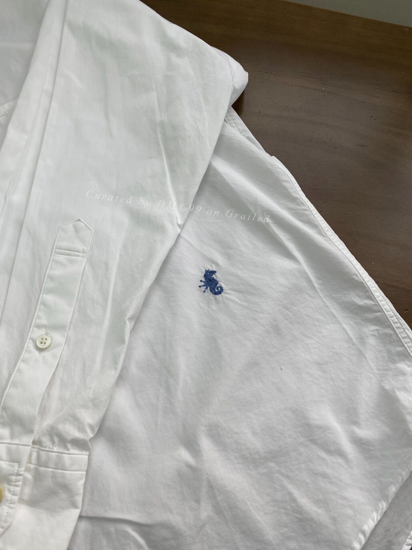 45rpm 45R Navy Seahorse Logo White Shirt Size US M / EU 48-50 / 2 - 6 Thumbnail