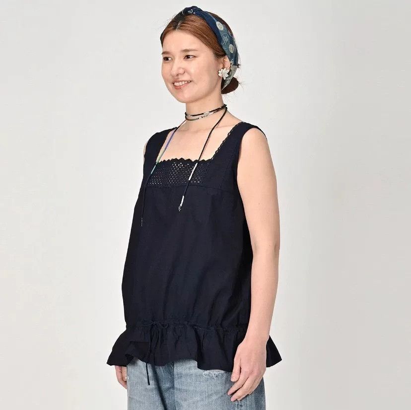 45rpm 45R Indigo Cotton Hollow-out Camisole Size L / US 10 / IT 46 - 2 Thumbnail