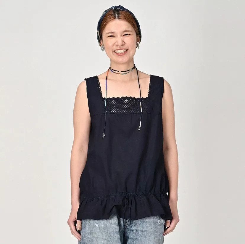 45rpm 45R Indigo Cotton Hollow-out Camisole Size L / US 10 / IT 46 - 3 Thumbnail