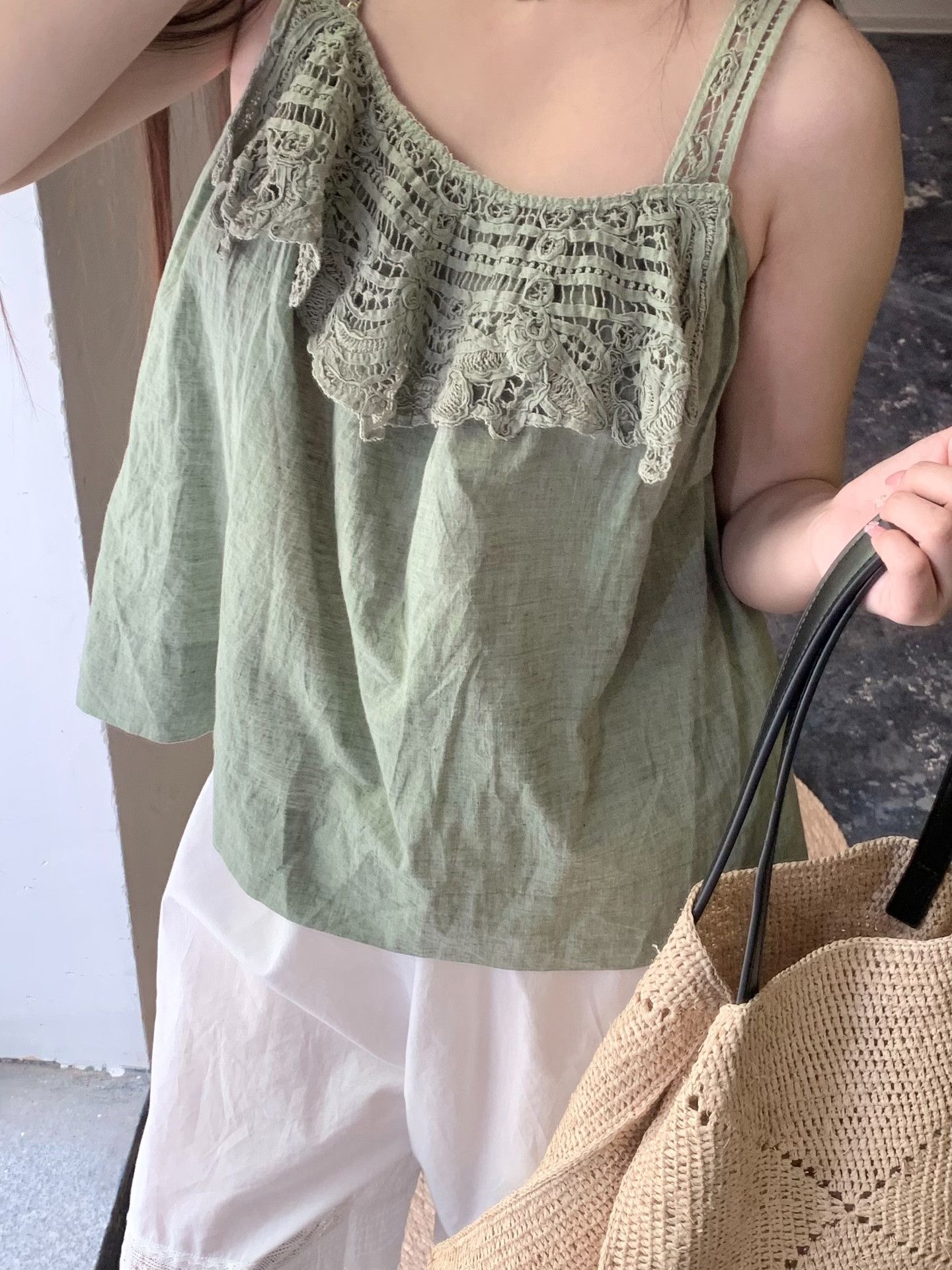 45rpm 45R Women's Green Lace Camisole Size L / US 10 / IT 46 - 9 Thumbnail
