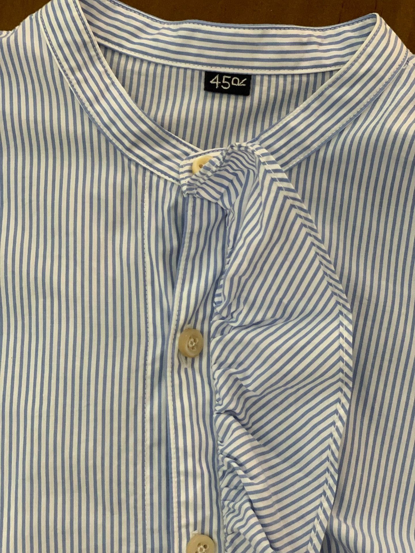 45rpm 45r Blue White Stripe Loose Cotton Shirt Size M / US 6-8 / IT 42-44 - 5 Thumbnail