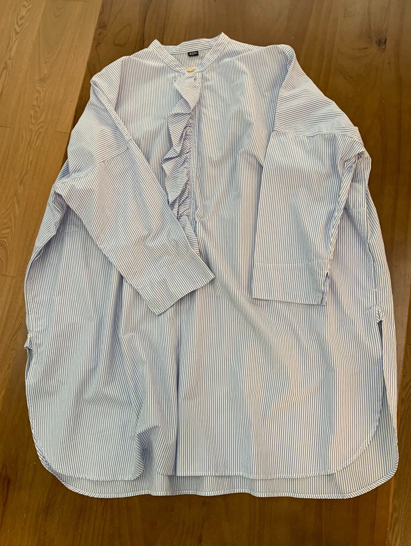 45rpm 45r Blue White Stripe Loose Cotton Shirt Size M / US 6-8 / IT 42-44 - 2 Thumbnail