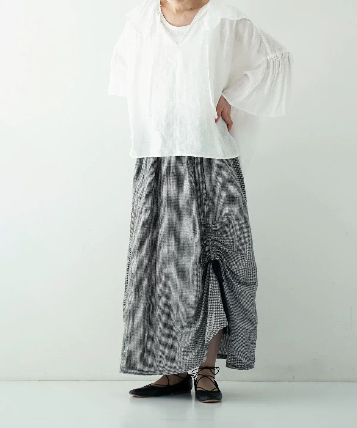 Other Nest Robe Black White Check Linen Skirt Size 32" / US 10 / IT 46 - 7 Thumbnail