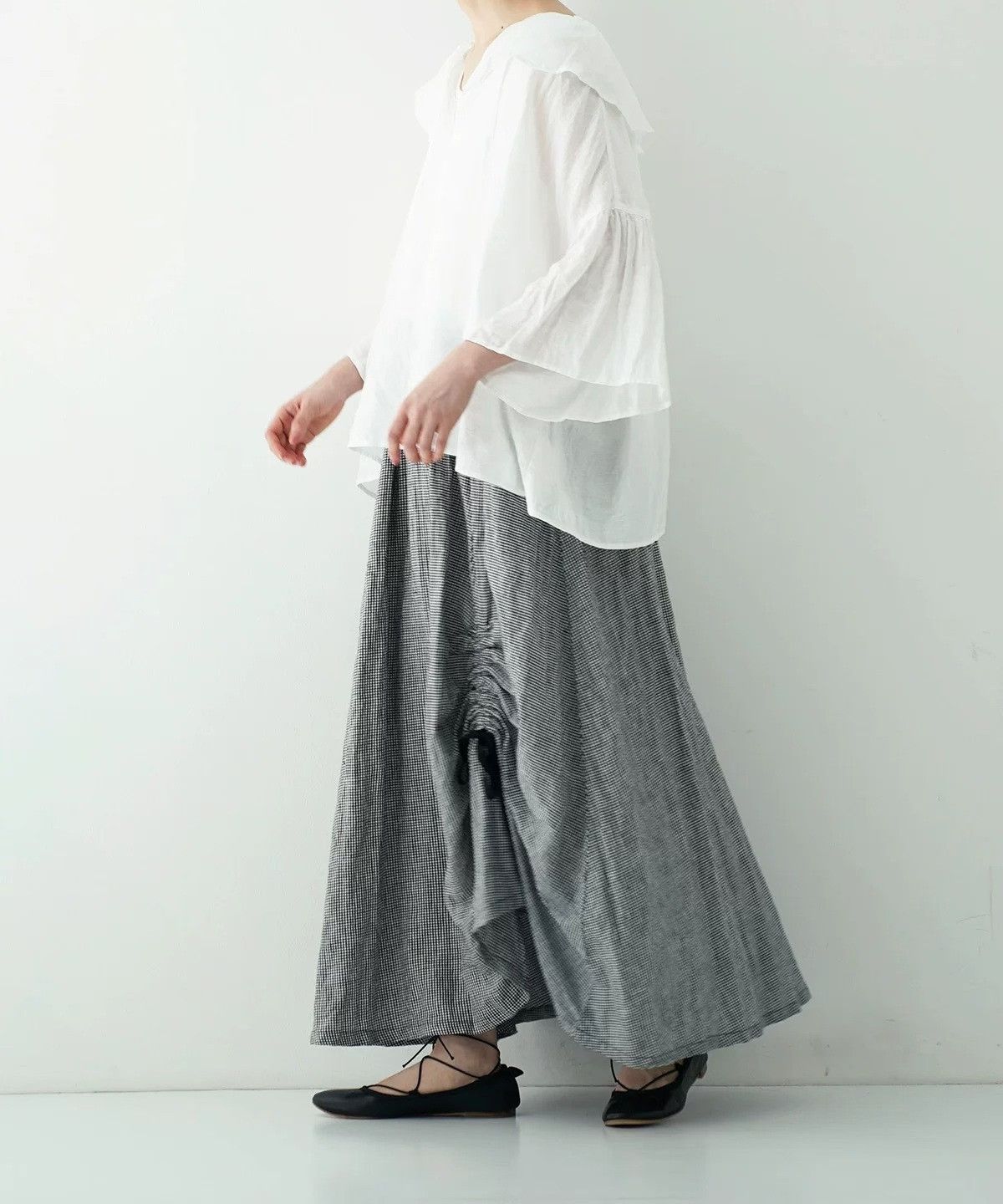 Other Nest Robe Black White Check Linen Skirt Size 32" / US 10 / IT 46 - 8 Thumbnail