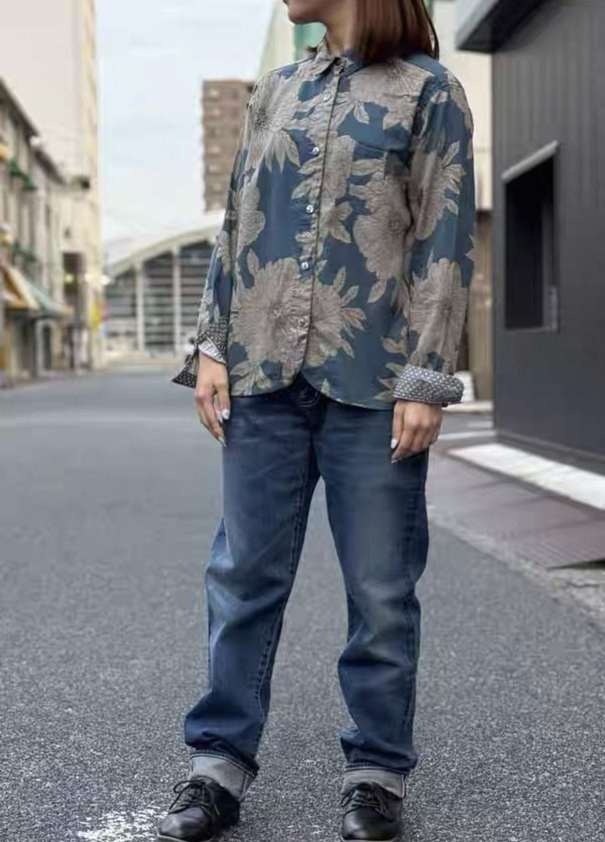Other Blue Peony Print Loose Shirt Size L / US 10 / IT 46 - 8 Thumbnail