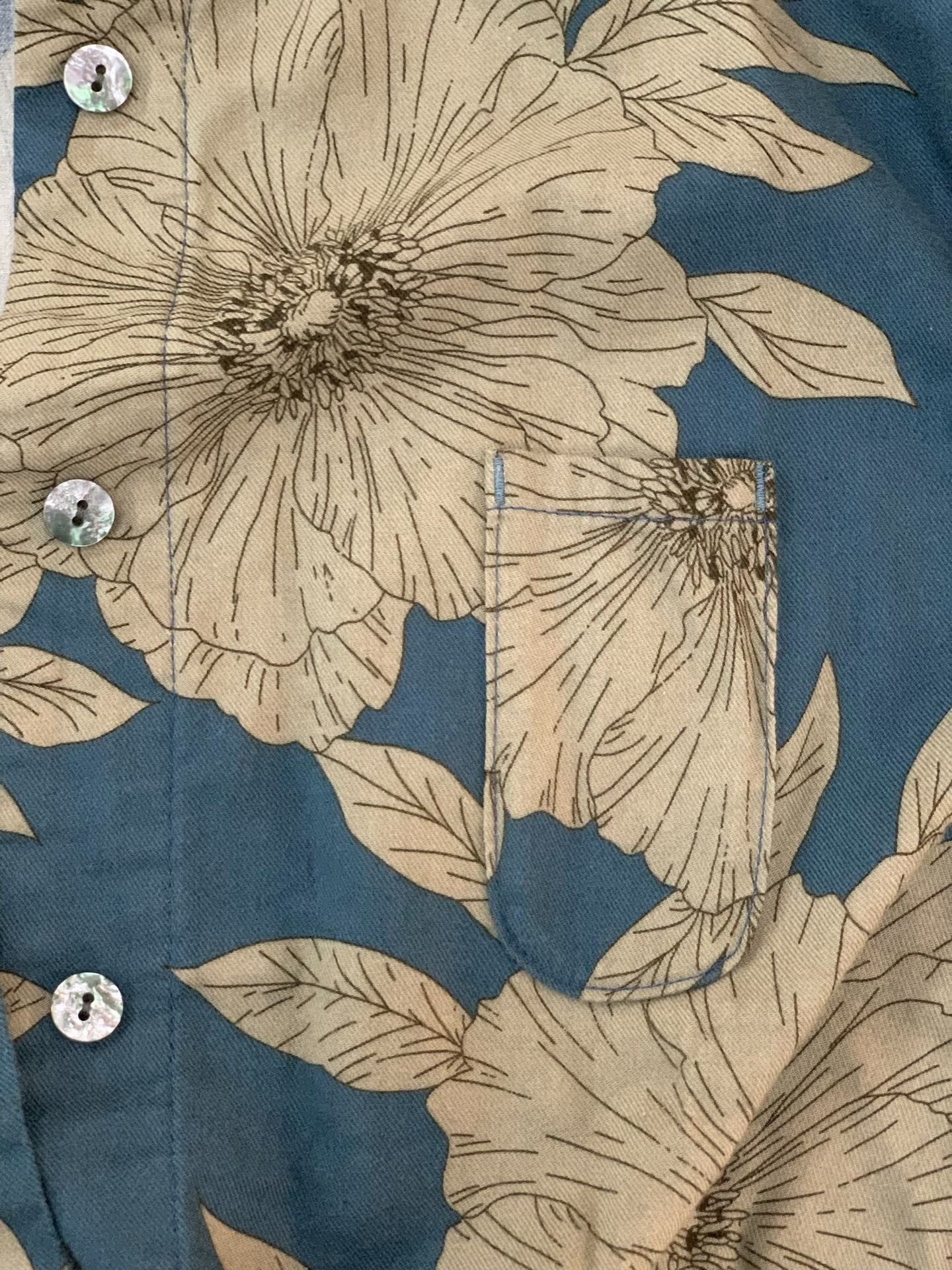 Other Blue Peony Print Loose Shirt Size L / US 10 / IT 46 - 3 Thumbnail