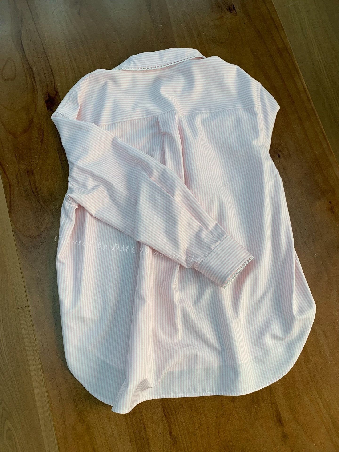Other ERDOS Silk Pink White Stripe Lace Shirt Size M / US 6-8 / IT 42-44 - 3 Thumbnail