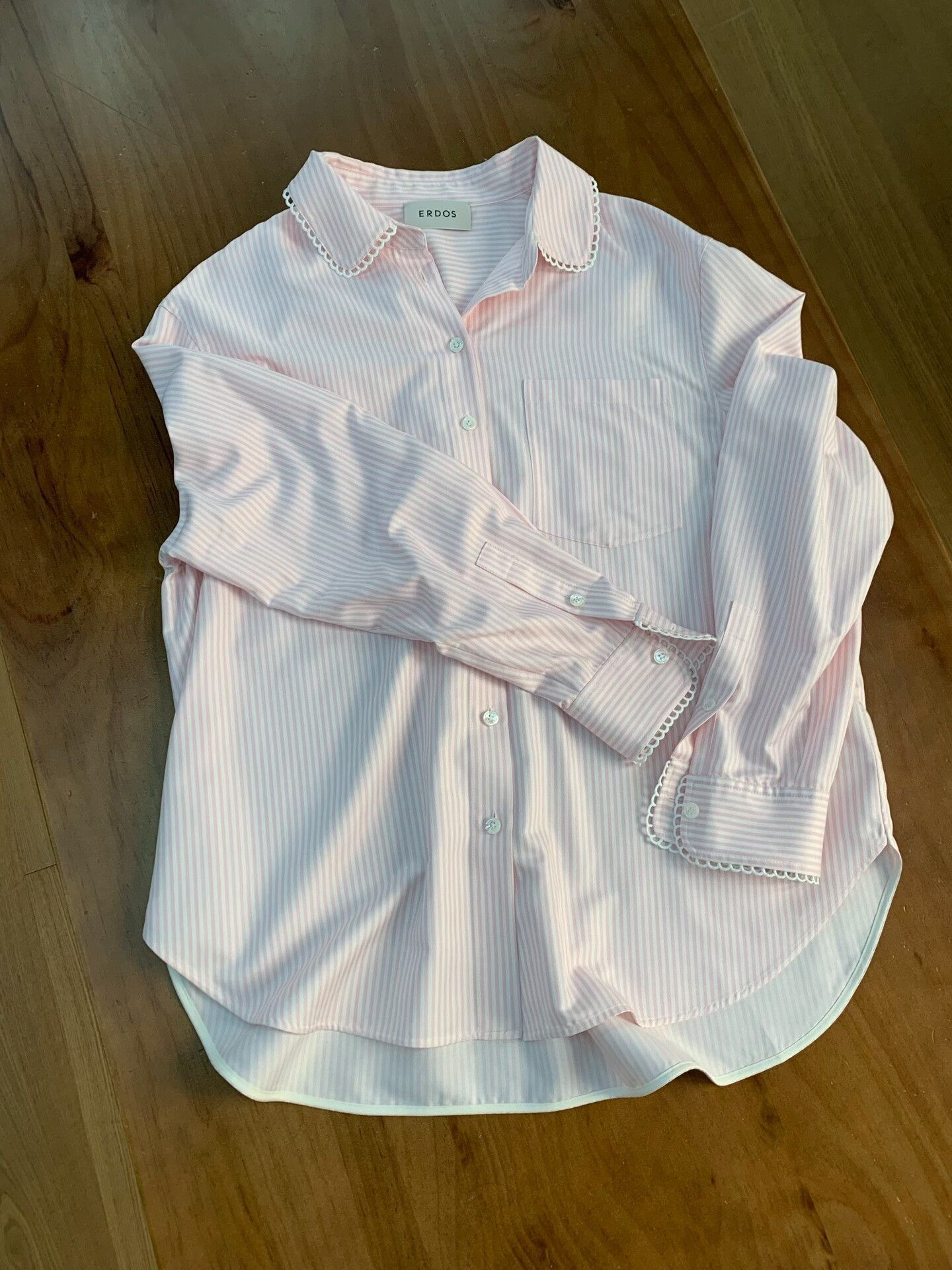 Other ERDOS Silk Pink White Stripe Lace Shirt Size M / US 6-8 / IT 42-44 - 2 Thumbnail