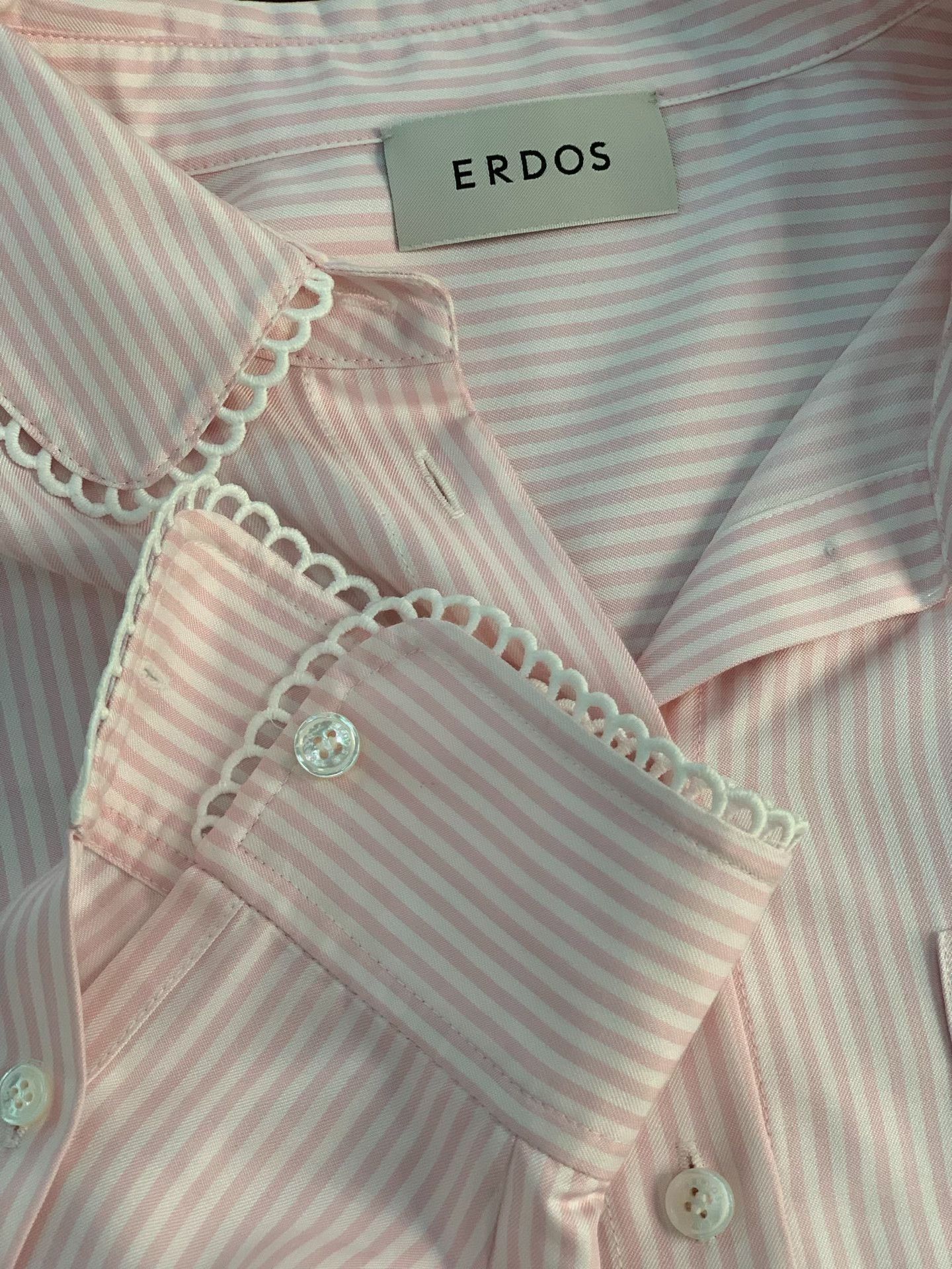 Other ERDOS Silk Pink White Stripe Lace Shirt Size M / US 6-8 / IT 42-44 - 5 Thumbnail