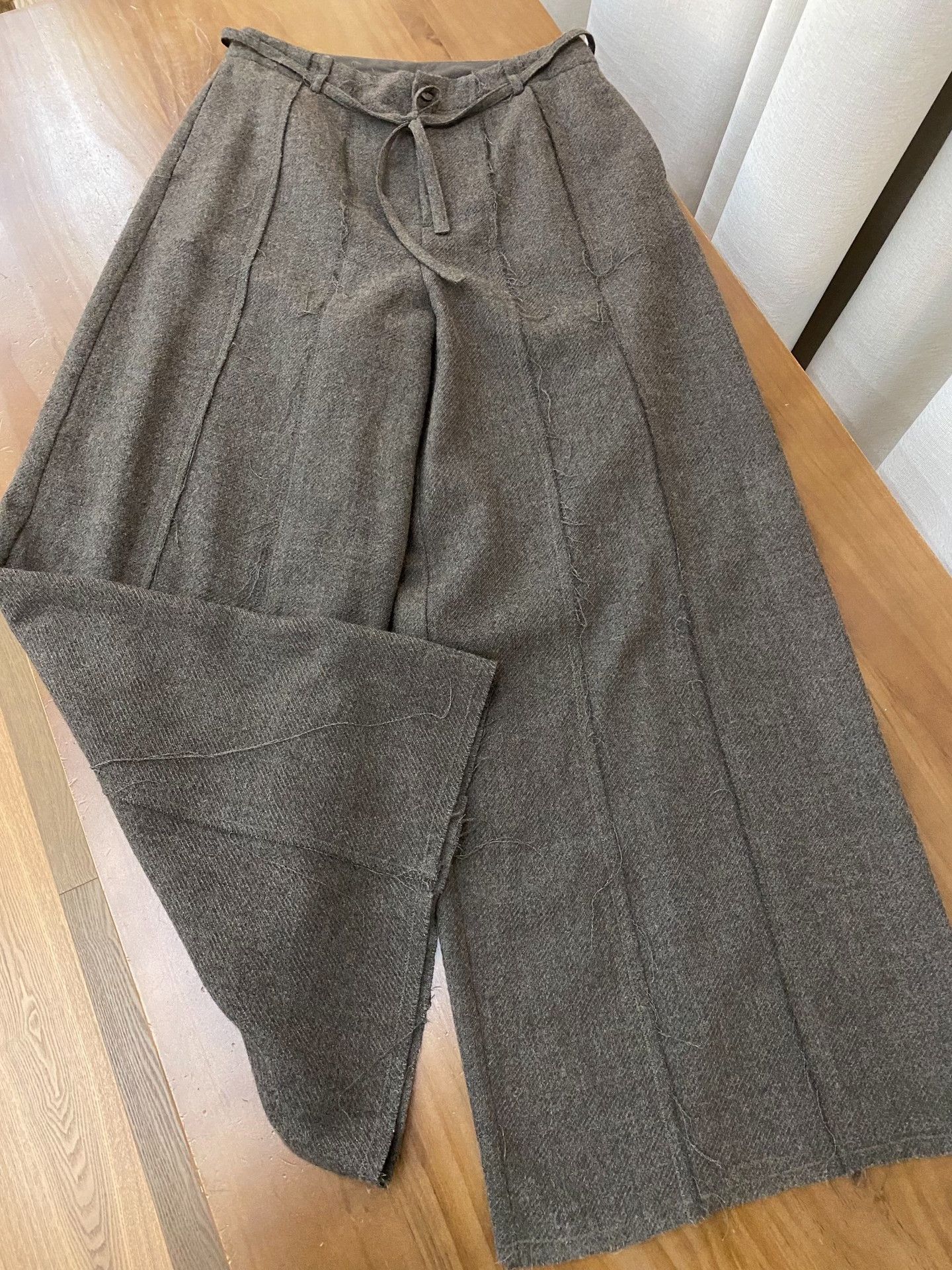 Other New Designer Brown Wool Belted Wide-Leg Pants Size 32" / US 10 / IT 46 - 3 Thumbnail