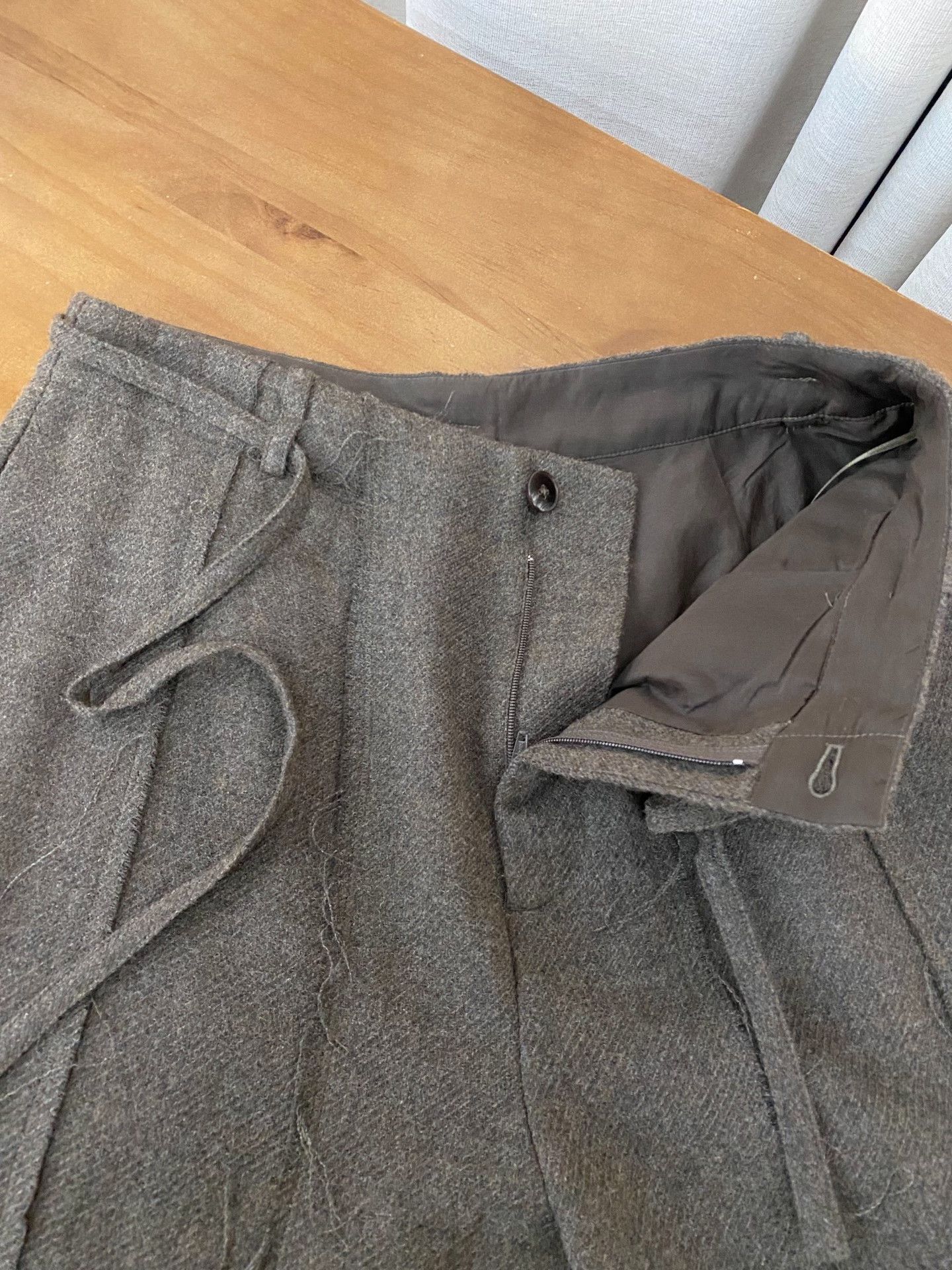 Other New Designer Brown Wool Belted Wide-Leg Pants Size 32" / US 10 / IT 46 - 4 Thumbnail